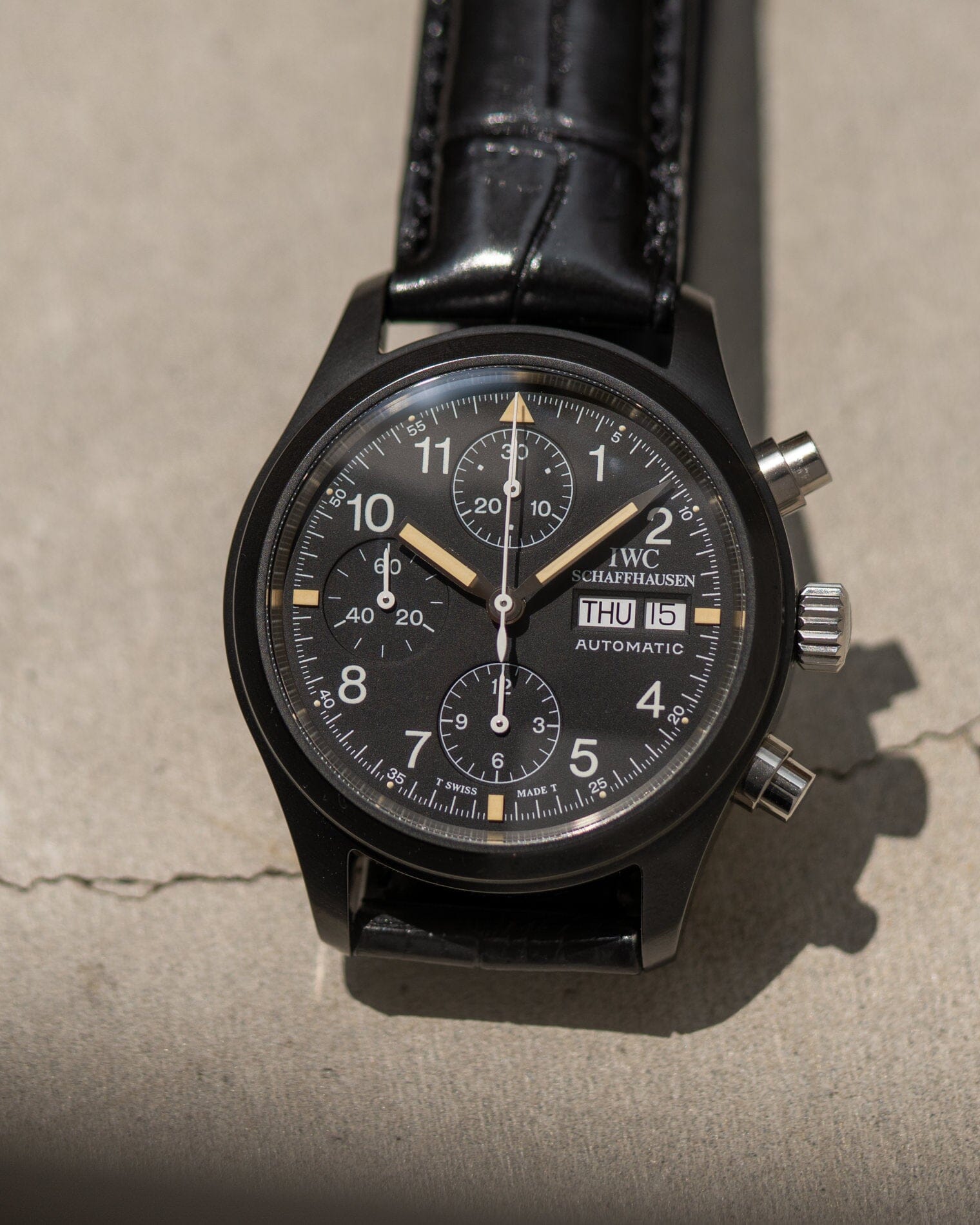 IWC フリーガークロノグラフ 3705 ”ブラックフリーガー" 保証書付き Watch IWC
