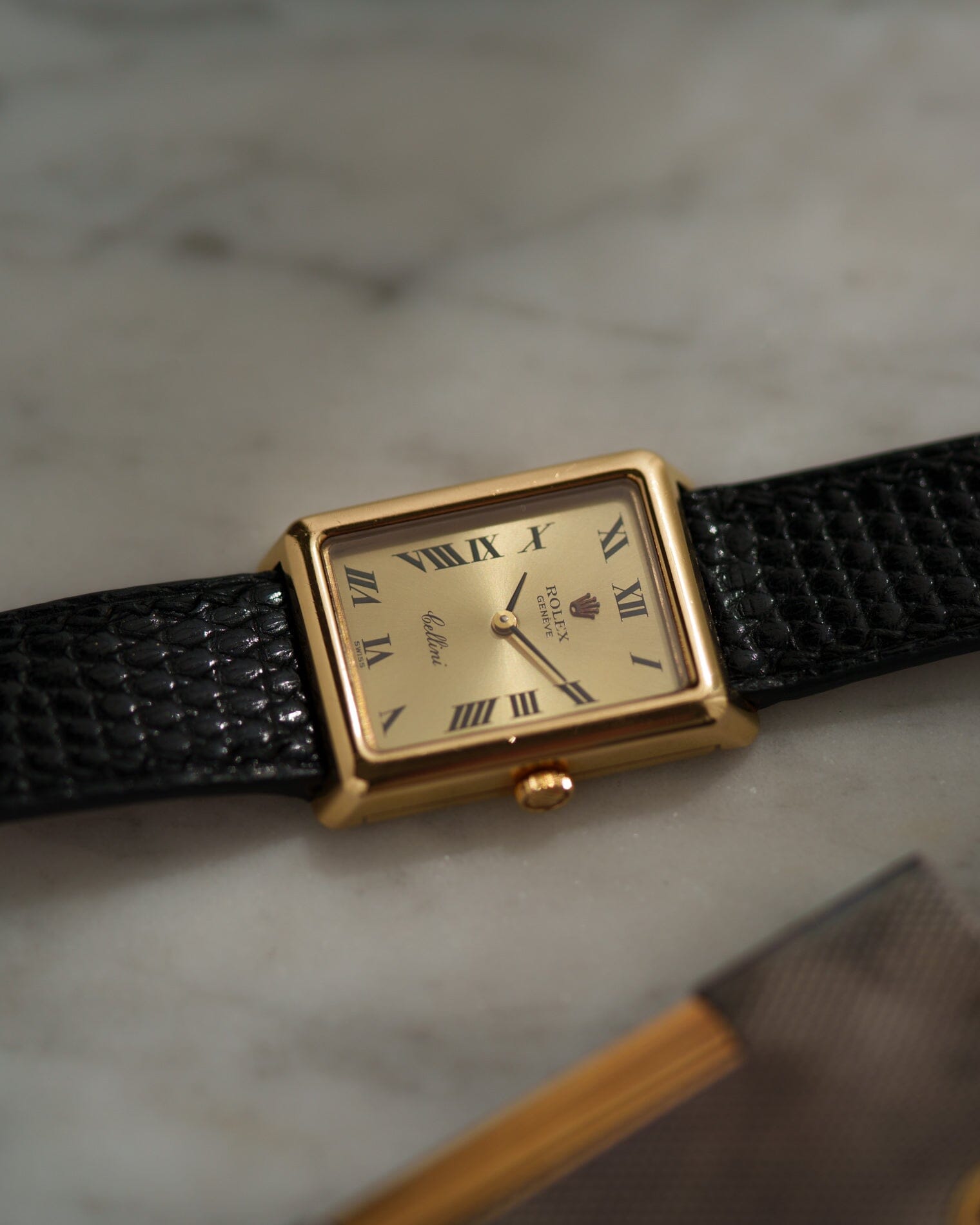 ロレックス チェリーニ 4103 レクタングル YG シャンパンローマンダイアル Watch ROLEX