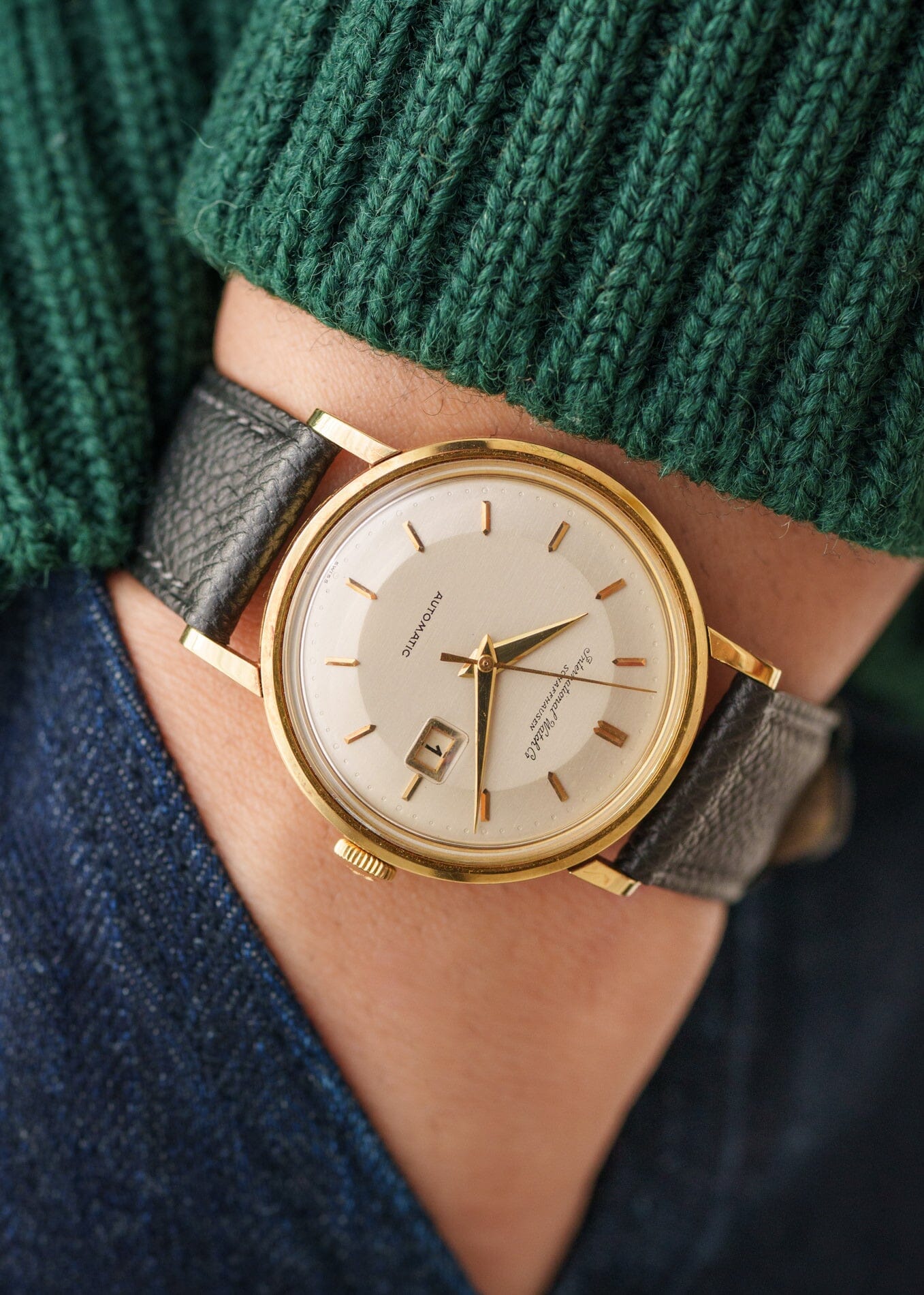 IWC ラウンド 自動巻き Cal.8531 YG シルバーダイアル お魚リューズ Watch IWC