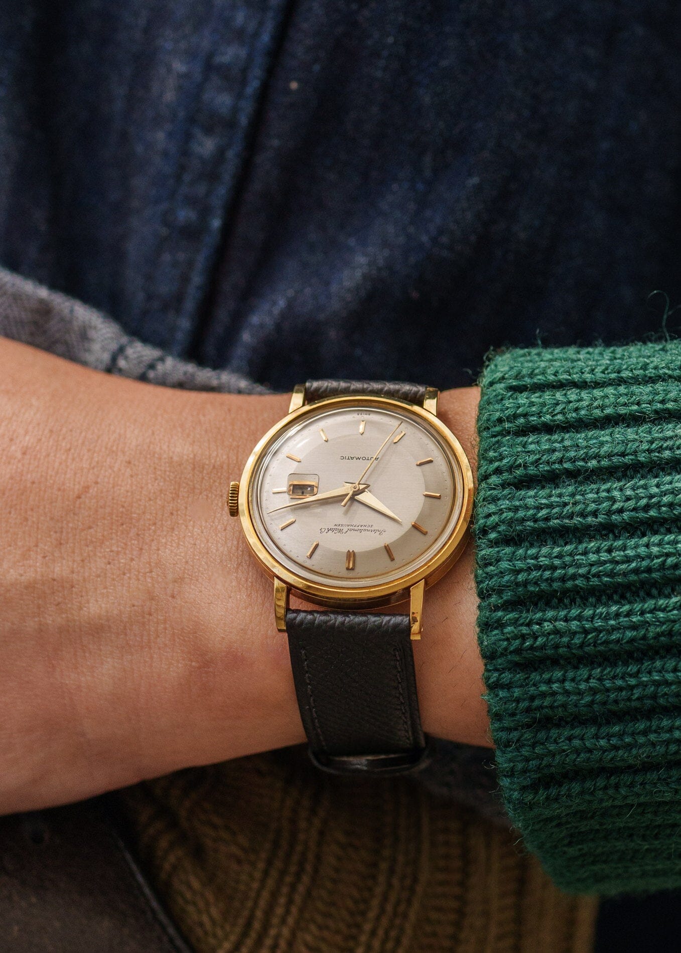 IWC ラウンド 自動巻き Cal.8531 YG シルバーダイアル お魚リューズ Watch IWC