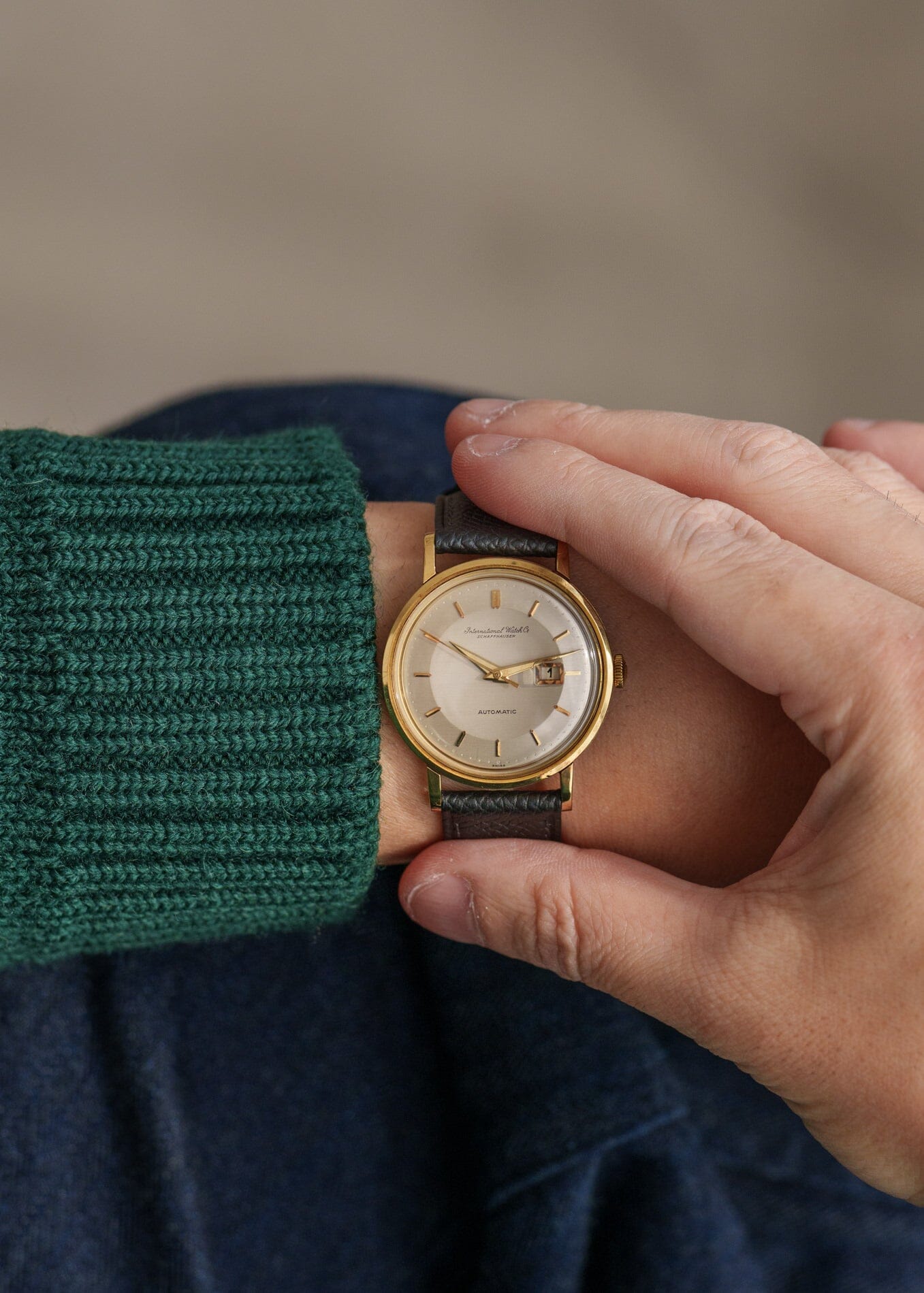 IWC ラウンド 自動巻き Cal.8531 YG シルバーダイアル お魚リューズ Watch IWC