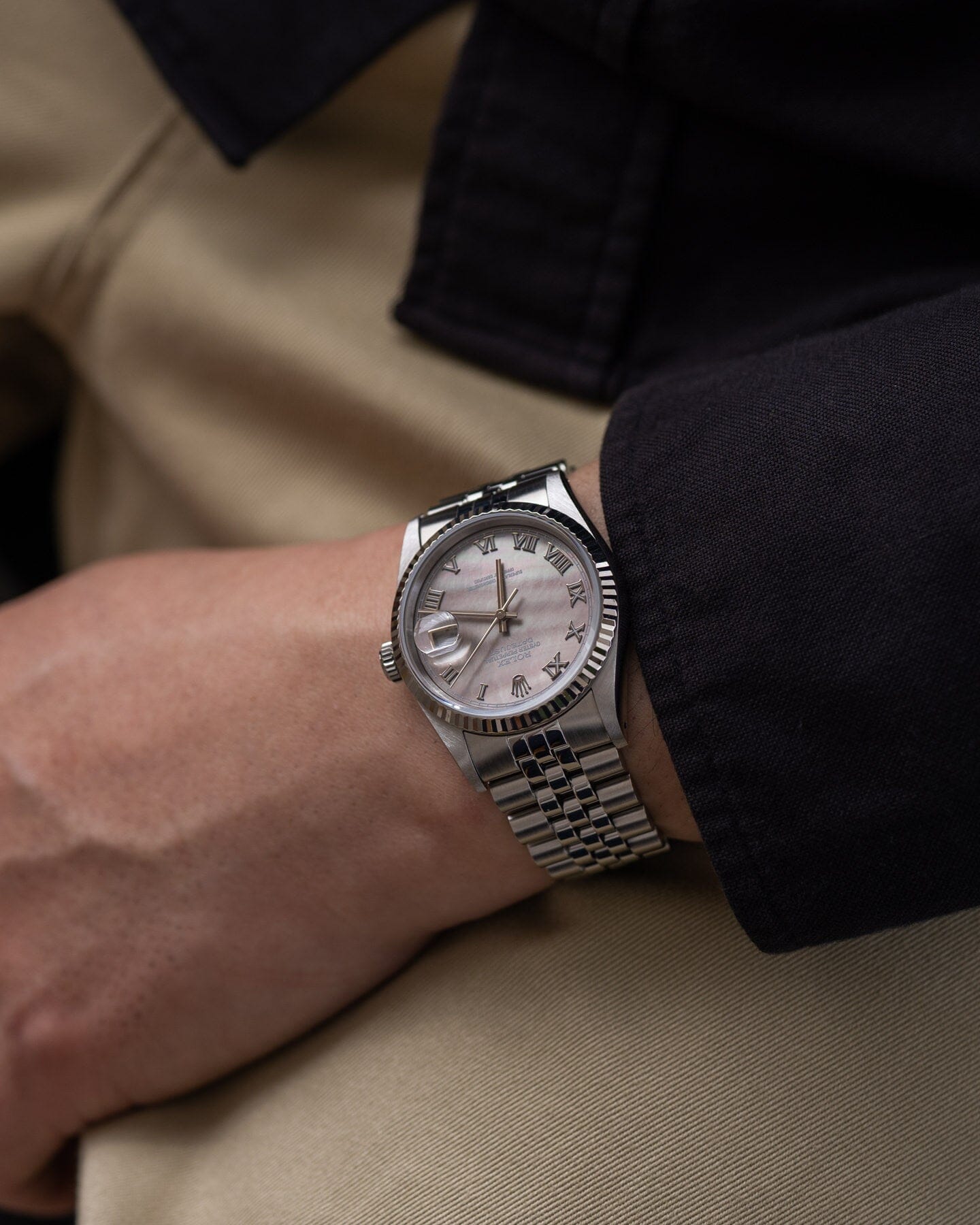 Rolex Datejust 16234 Black MOP Dial Watch ROLEX