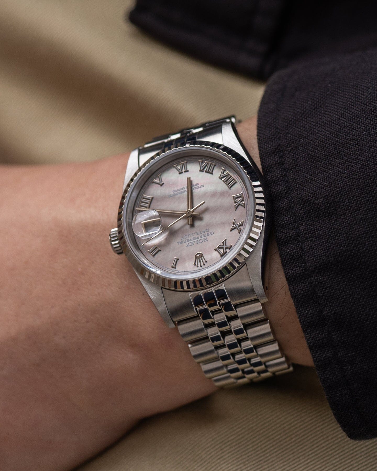 Rolex Datejust 16234 Black MOP Dial Watch ROLEX