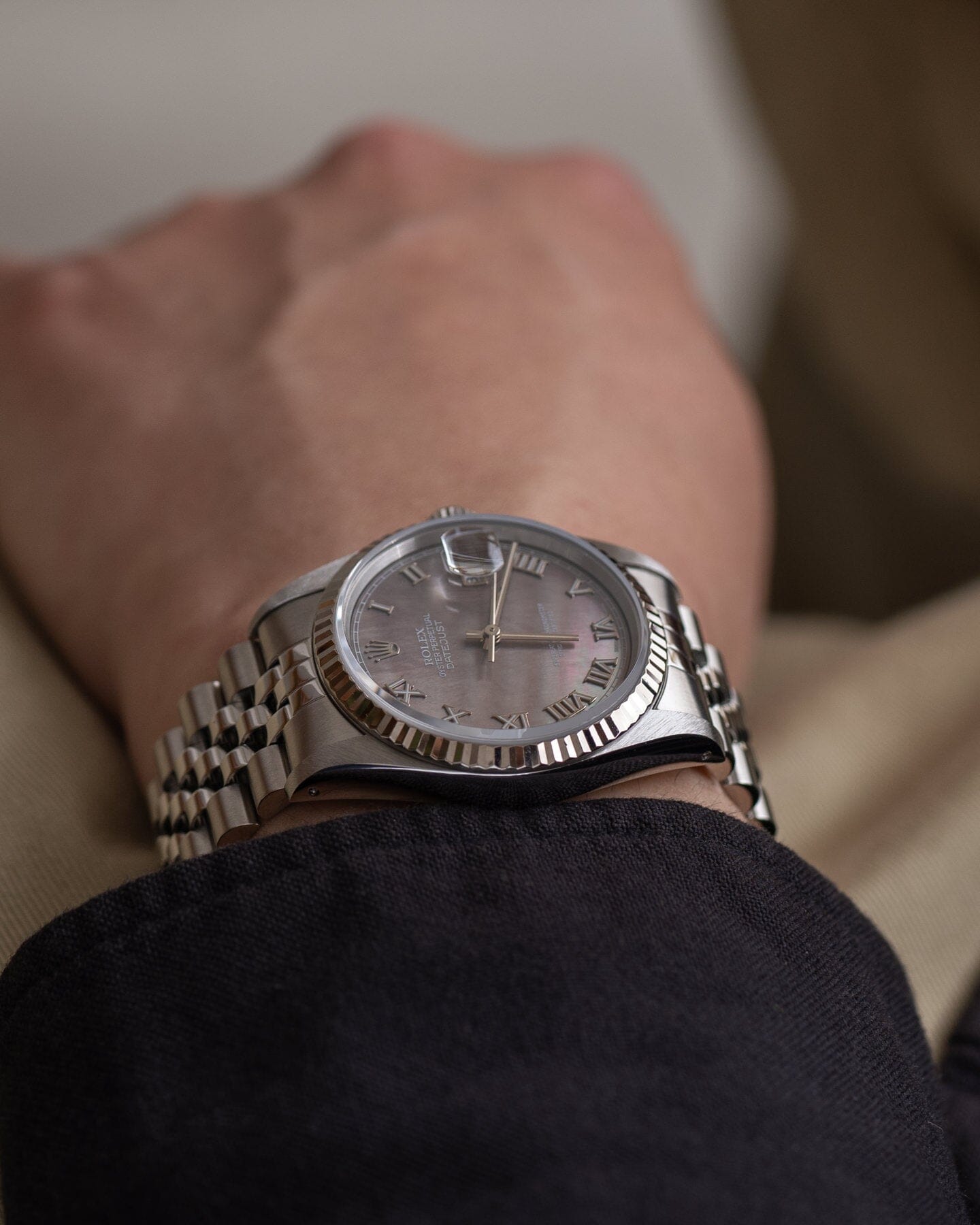 Rolex Datejust 16234 Black MOP Dial Watch ROLEX