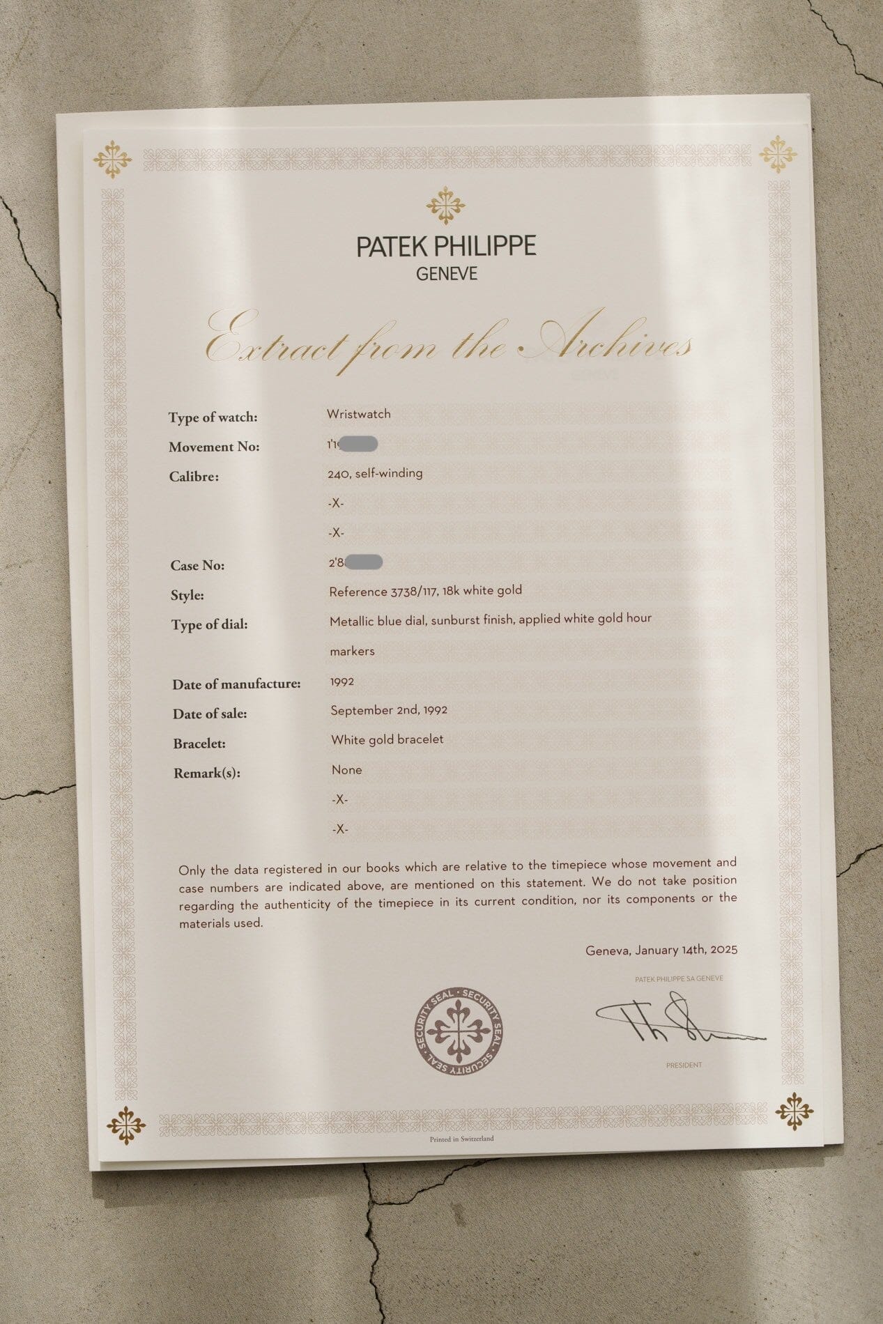 Patek Philippe ゴールデンエリプス 3738 "Jumbo" 自動巻き WG ブルー アーカイブ付き Watch PATEK PHILIPPE