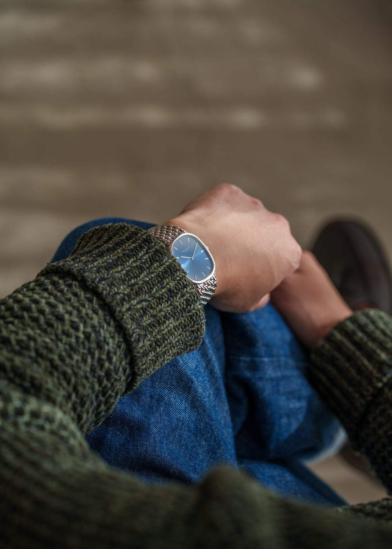 Patek Philippe ゴールデンエリプス 3738 "Jumbo" 自動巻き WG ブルー アーカイブ付き Watch PATEK PHILIPPE