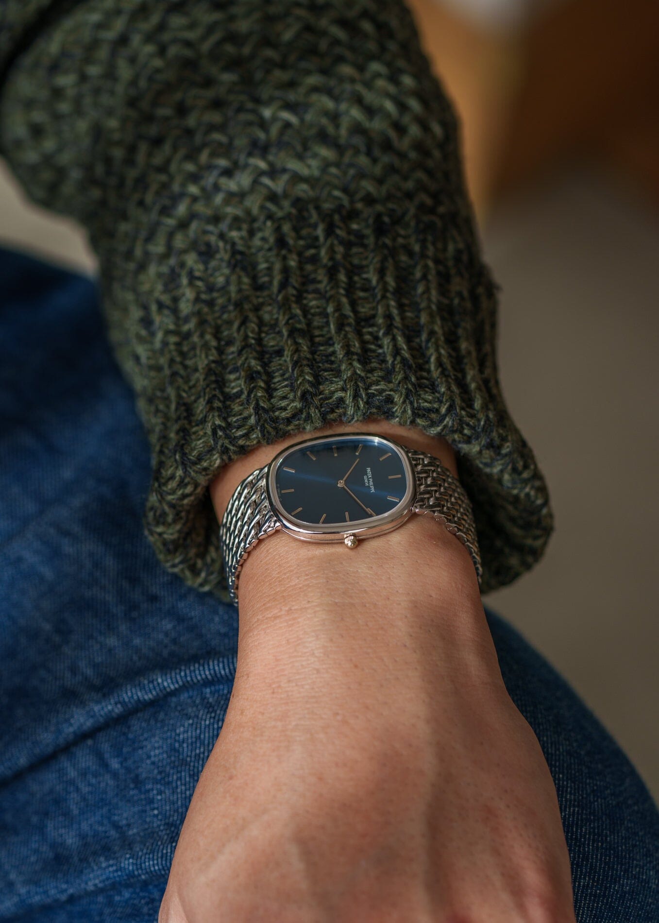 Patek Philippe ゴールデンエリプス 3738 "Jumbo" 自動巻き WG ブルー アーカイブ付き Watch PATEK PHILIPPE