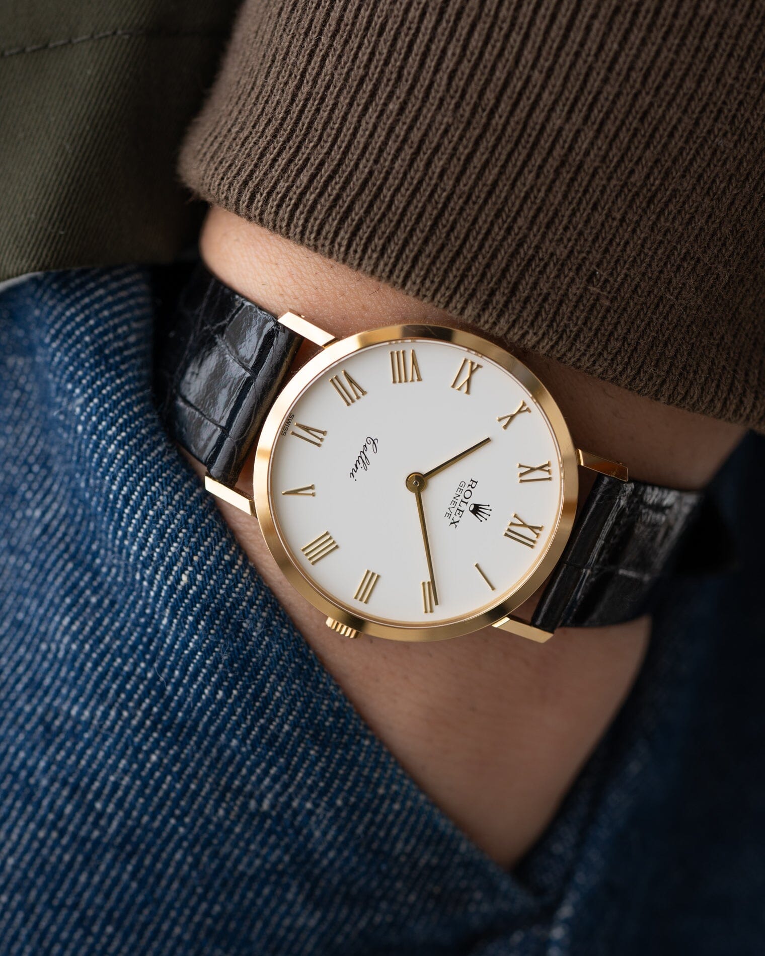 Rolex チェリーニ 4112 YG ホワイトローマン フルセット Watch ROLEX