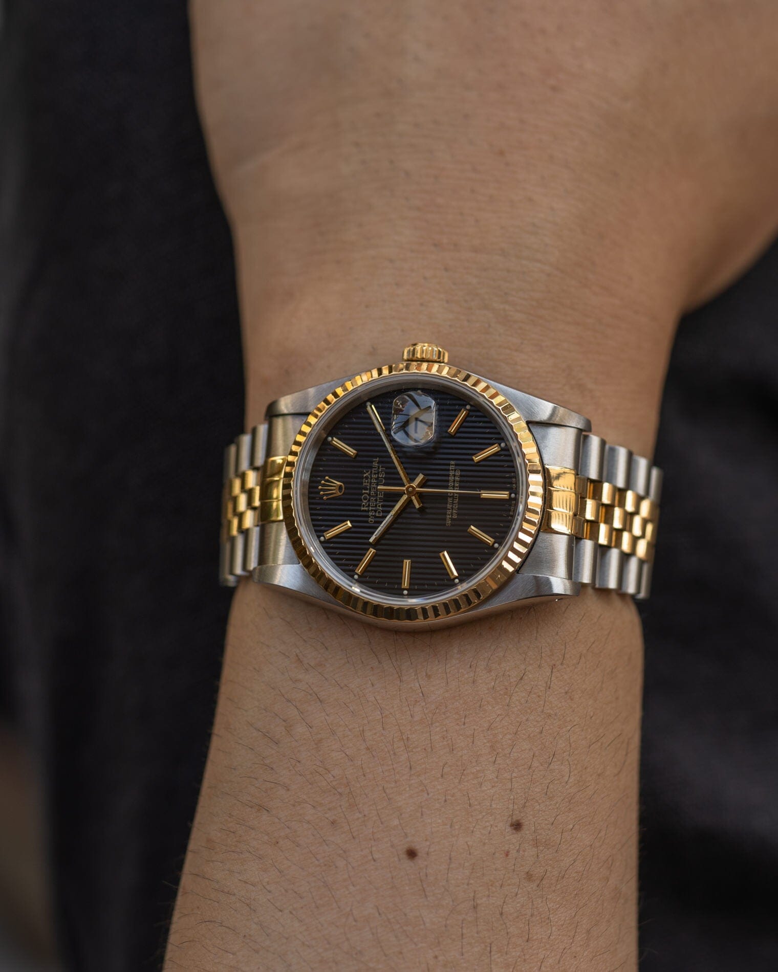 Rolex デイトジャスト 16233 ブラックタペストリーダイアル Watch ROLEX