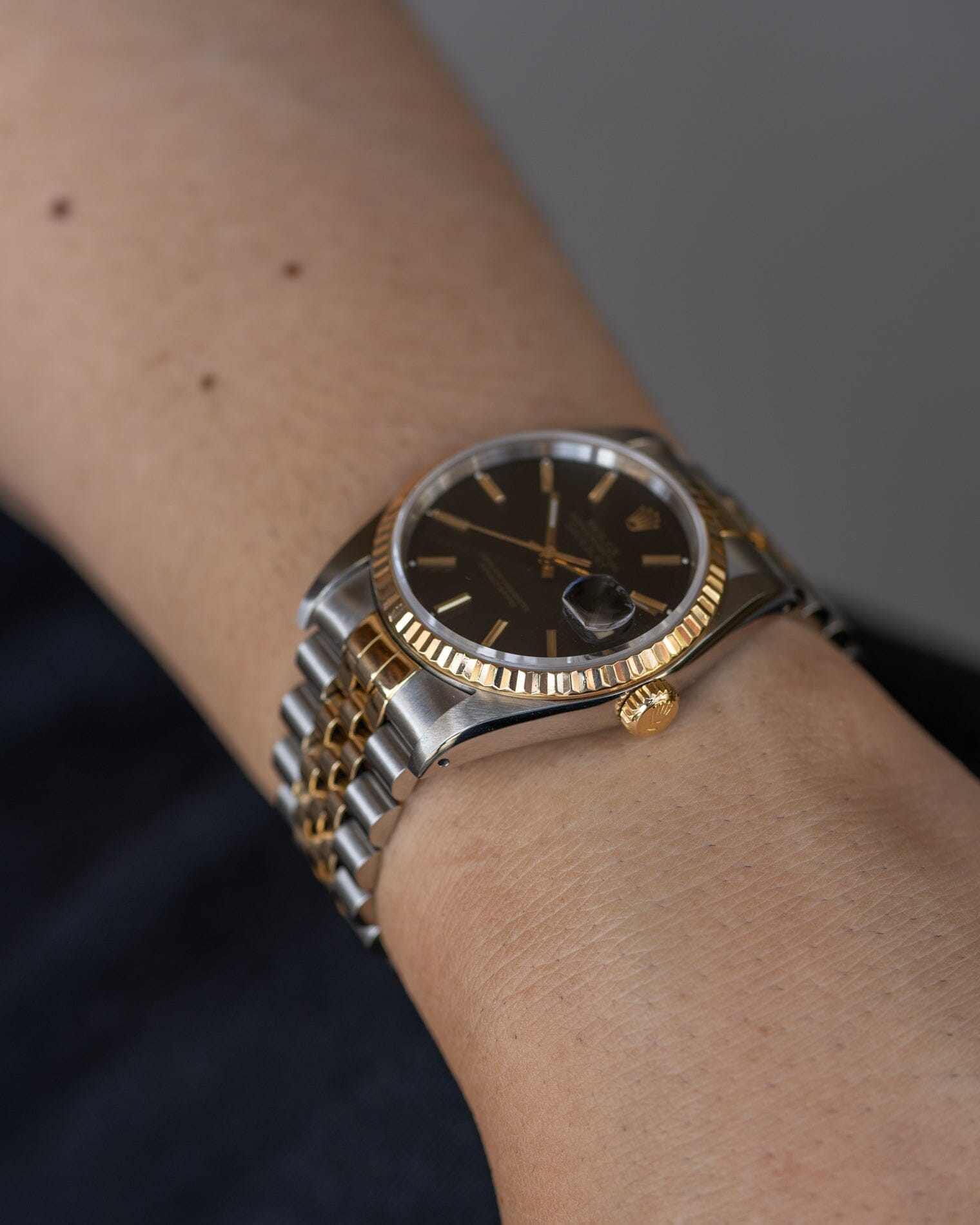 Rolex デイトジャスト 16233 ブラックタペストリーダイアル Watch ROLEX