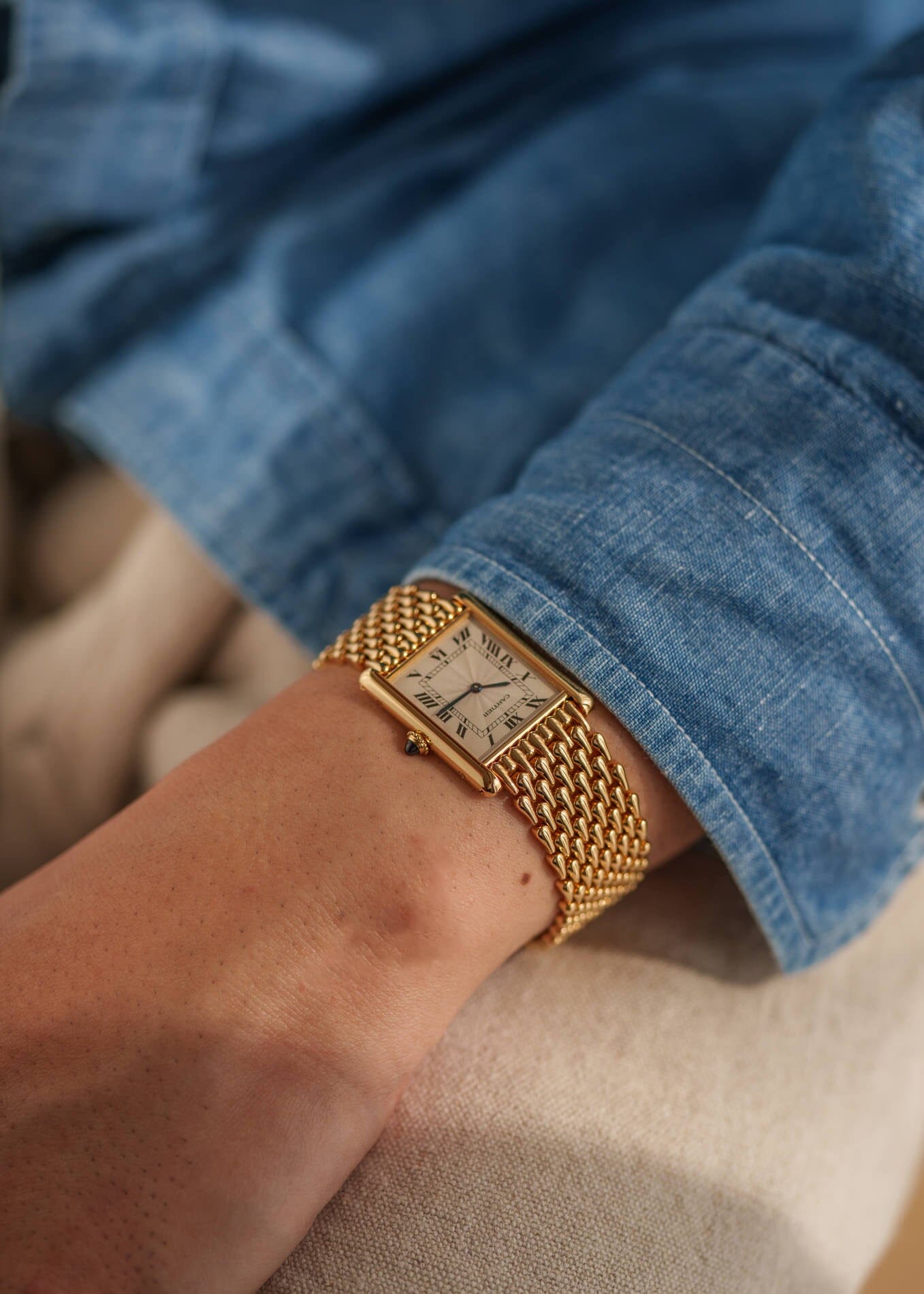 Cartier タンク ルイ カルティエ LM 16121 YG エクストラフラット 箱保証書付き Watch CARTIER