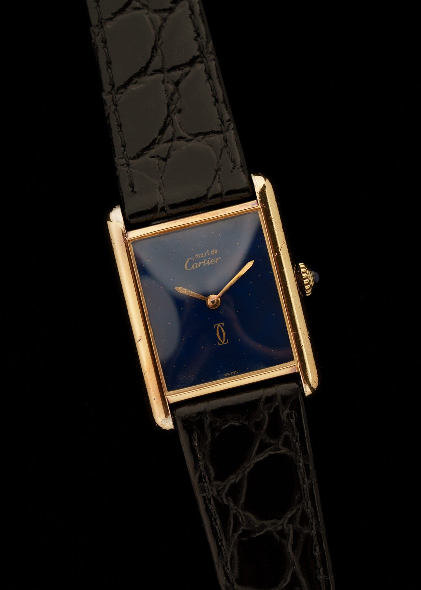 must de Cartier Tank LM Lapis Lazuli Blue Dial Watch CARTIER