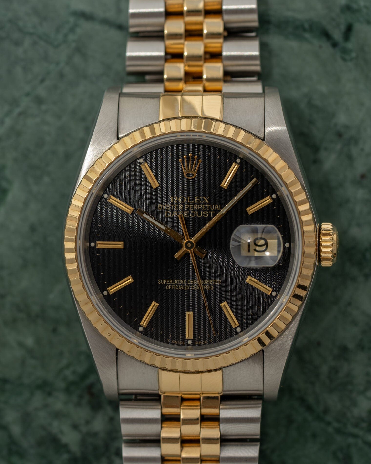 Rolex デイトジャスト 16233 ブラックタペストリーダイアル Watch ROLEX