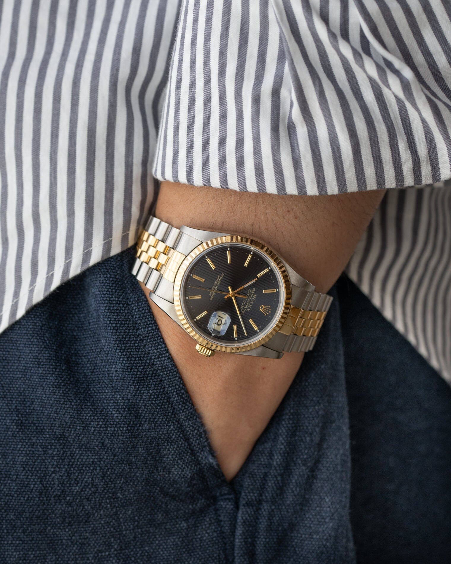 Rolex デイトジャスト 16233 ブラックタペストリーダイアル Watch ROLEX