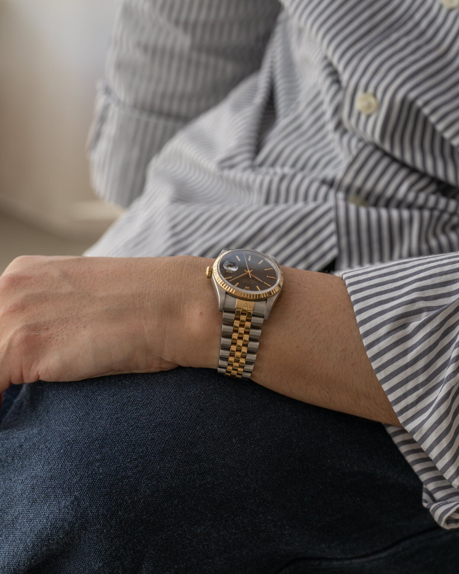 Rolex デイトジャスト 16233 ブラックタペストリーダイアル Watch ROLEX