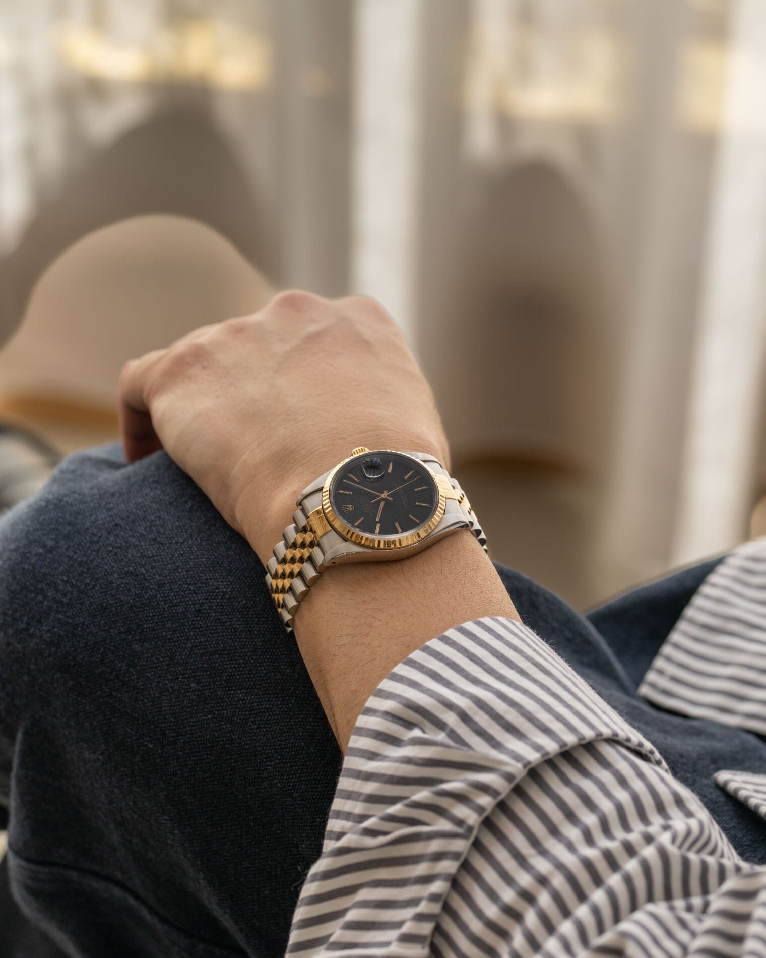 Rolex デイトジャスト 16233 ブラックタペストリーダイアル Watch ROLEX