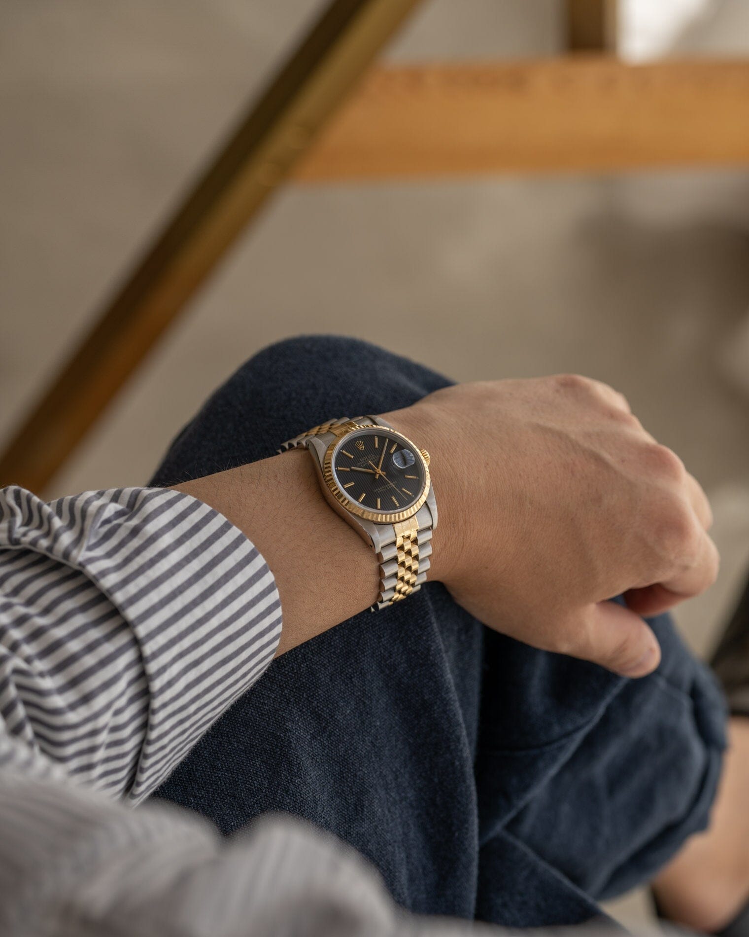 Rolex デイトジャスト 16233 ブラックタペストリーダイアル Watch ROLEX