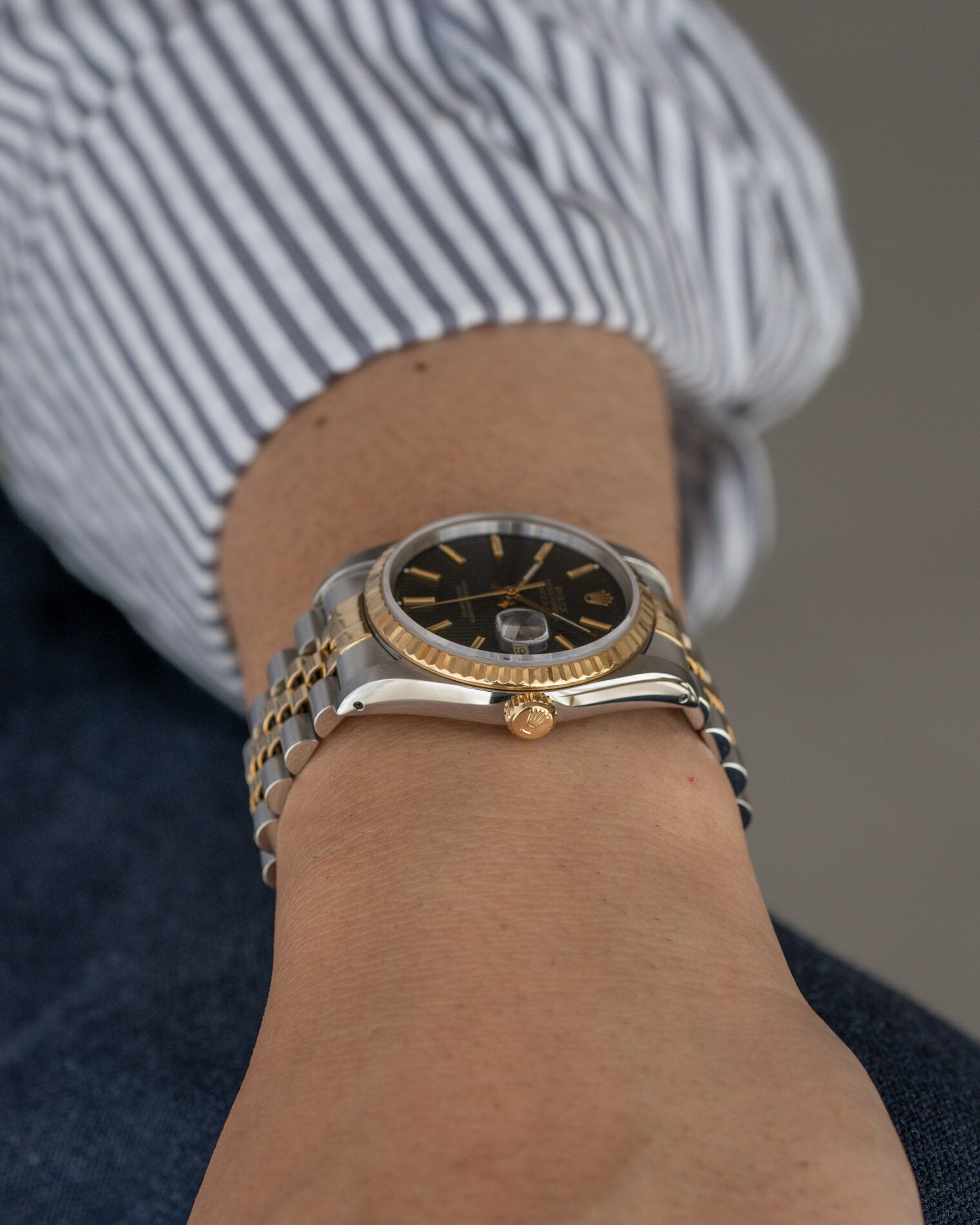 Rolex デイトジャスト 16233 ブラックタペストリーダイアル Watch ROLEX