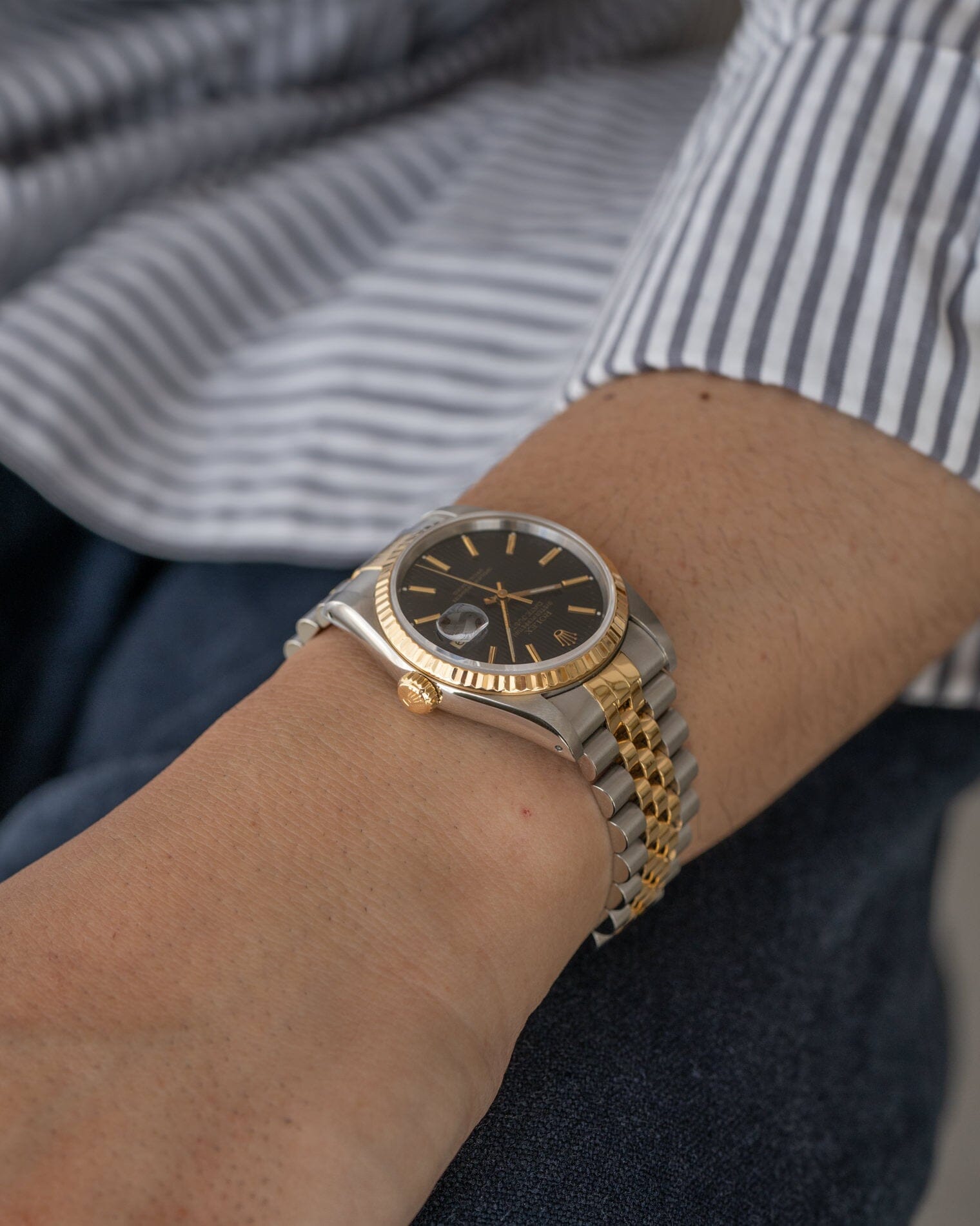 Rolex デイトジャスト 16233 ブラックタペストリーダイアル Watch ROLEX