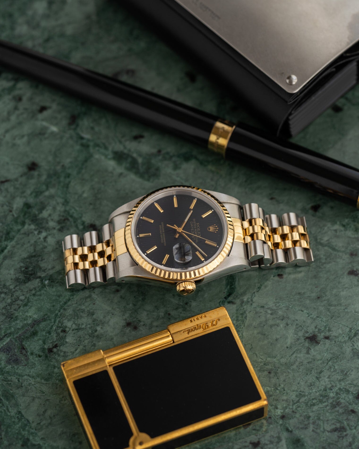 Rolex デイトジャスト 16233 ブラックタペストリーダイアル Watch ROLEX