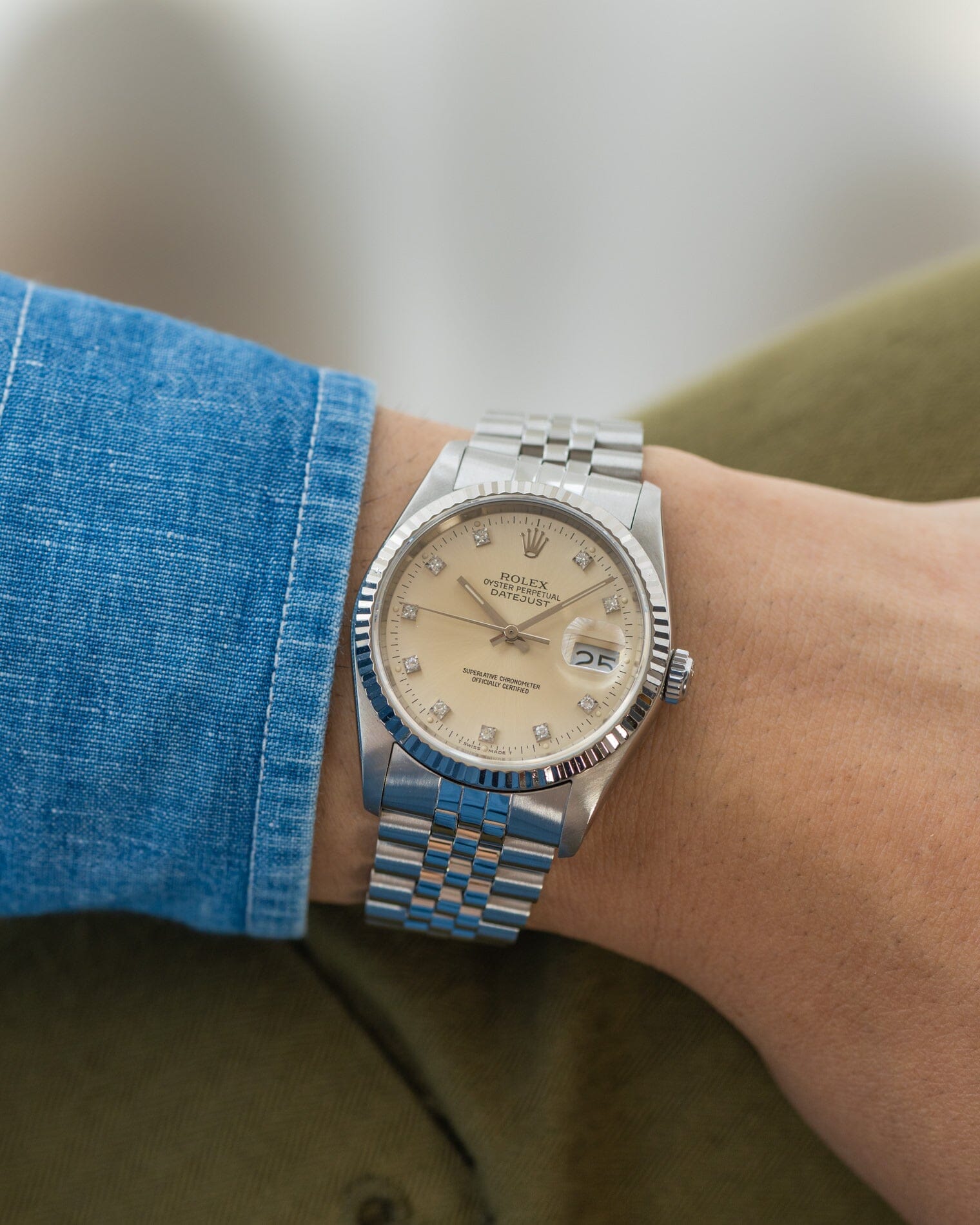 Rolex デイトジャスト 16234 アイボリー ダイヤモンドダイアル Watch ROLEX