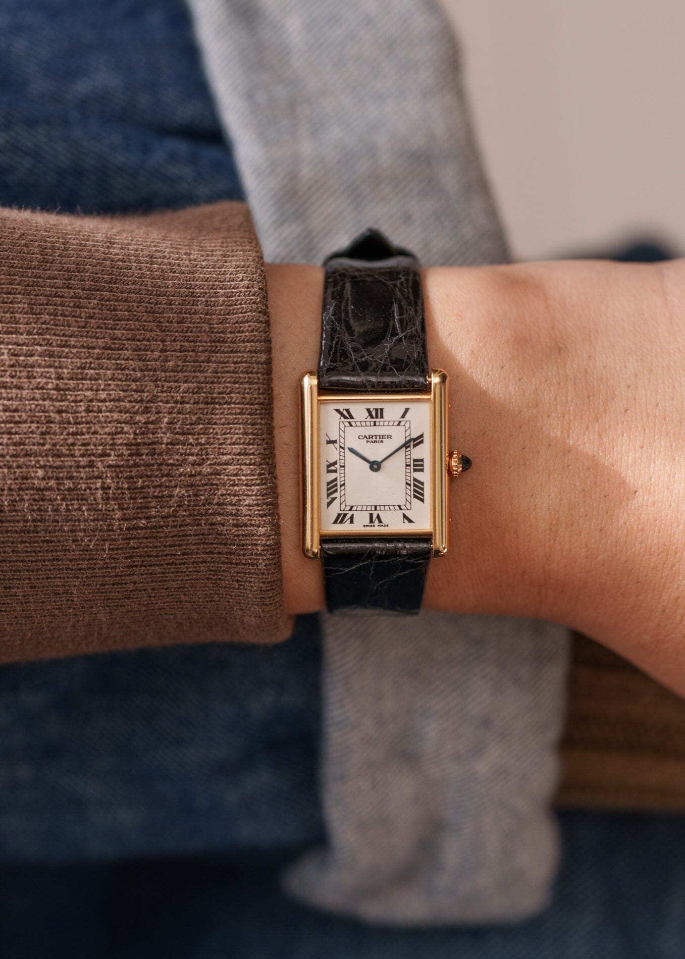 Cartier タンク ルイ カルティエ LM YG CPCP 1600B 箱付き Watch CARTIER