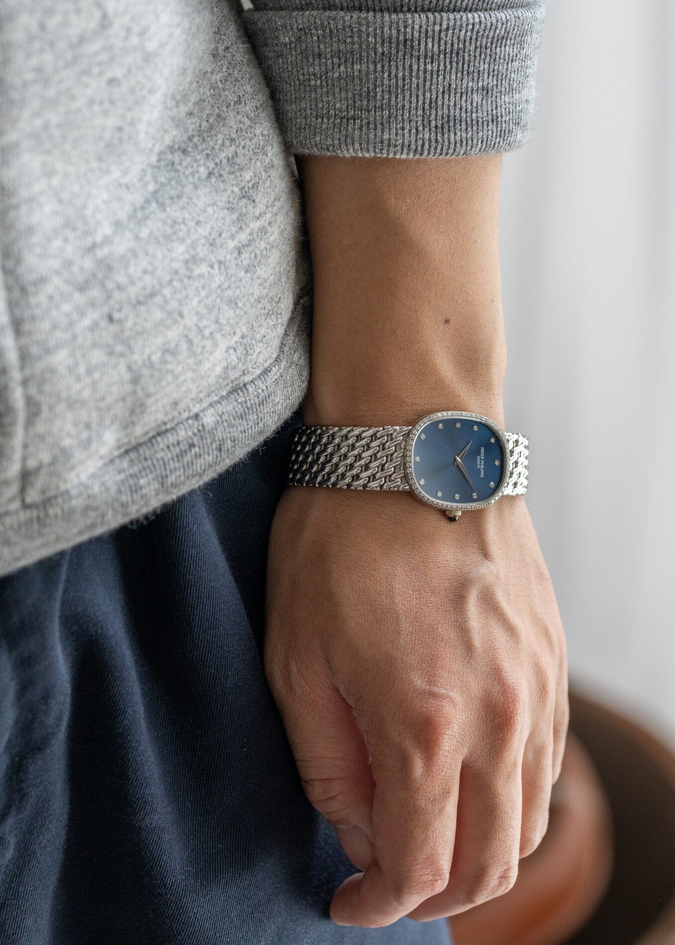 Patek Philippe ゴールデンエリプス 3849 WG ベゼルダイヤ ブルーダイアル 保証書付き Watch PATEK PHILIPPE