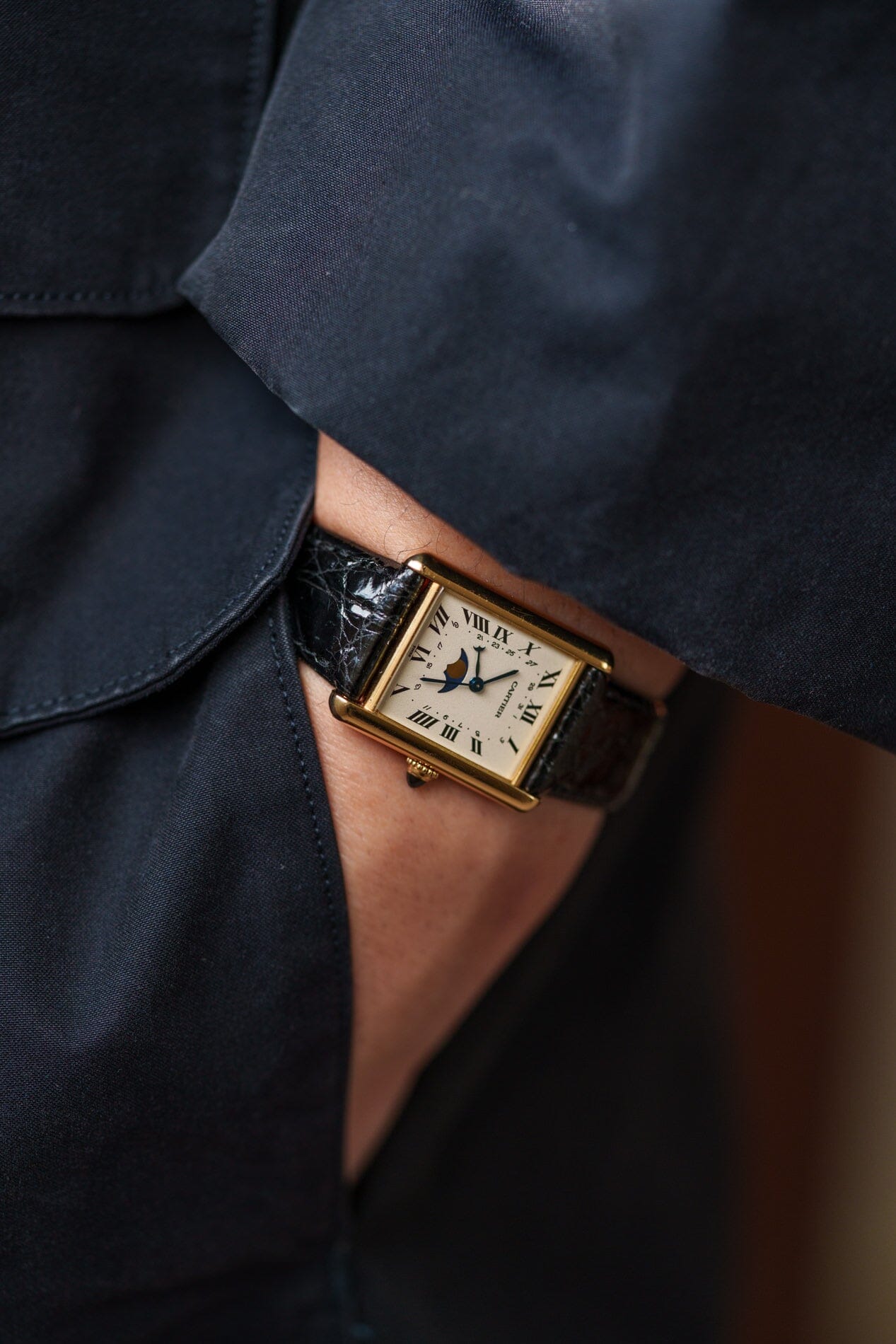 Cartier タンク ルイ カルティエ LM 81900 YG ムーンフェイズ Watch CARTIER