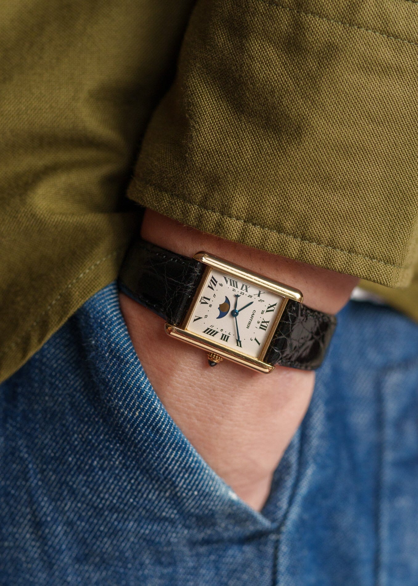 Cartier タンク ルイ カルティエ LM 81900 YG ムーンフェイズ Watch CARTIER