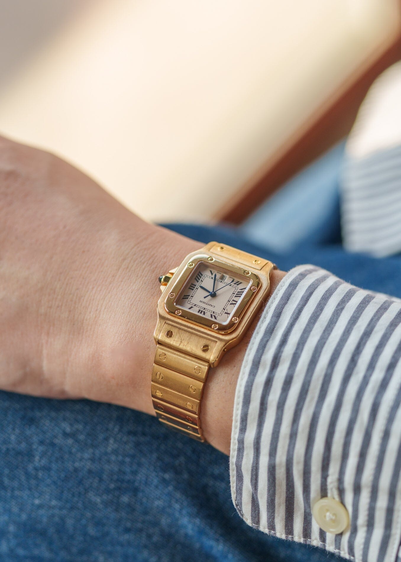 Cartier Santos Galbee LM 887901 YG with Service Paper Watch CARTIER