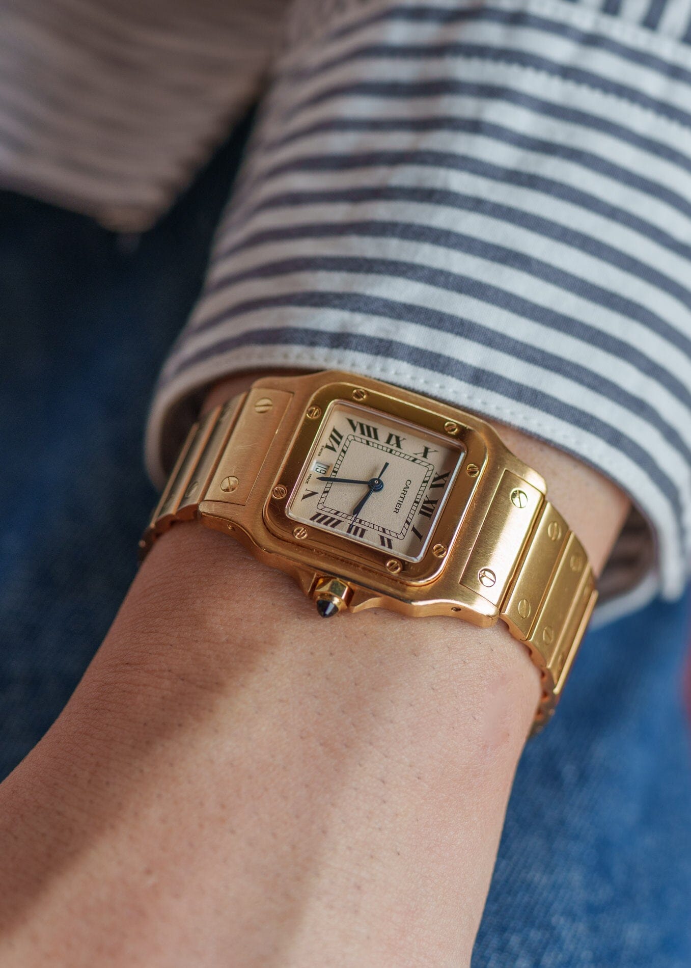 Cartier Santos Galbee LM 887901 YG with Service Paper Watch CARTIER