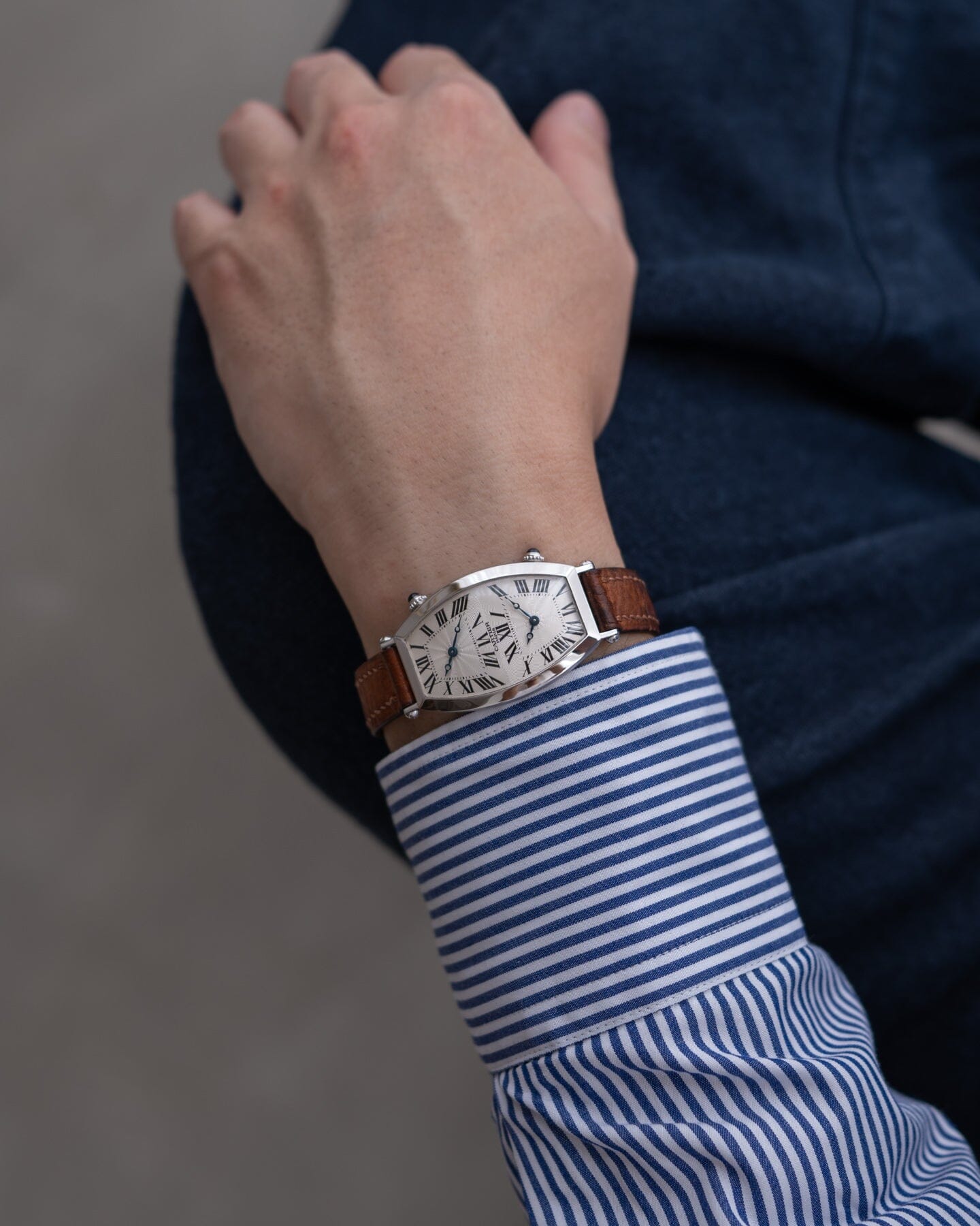 Cartier Tonneau 2459D Dual Time WG CPCP Watch CARTIER