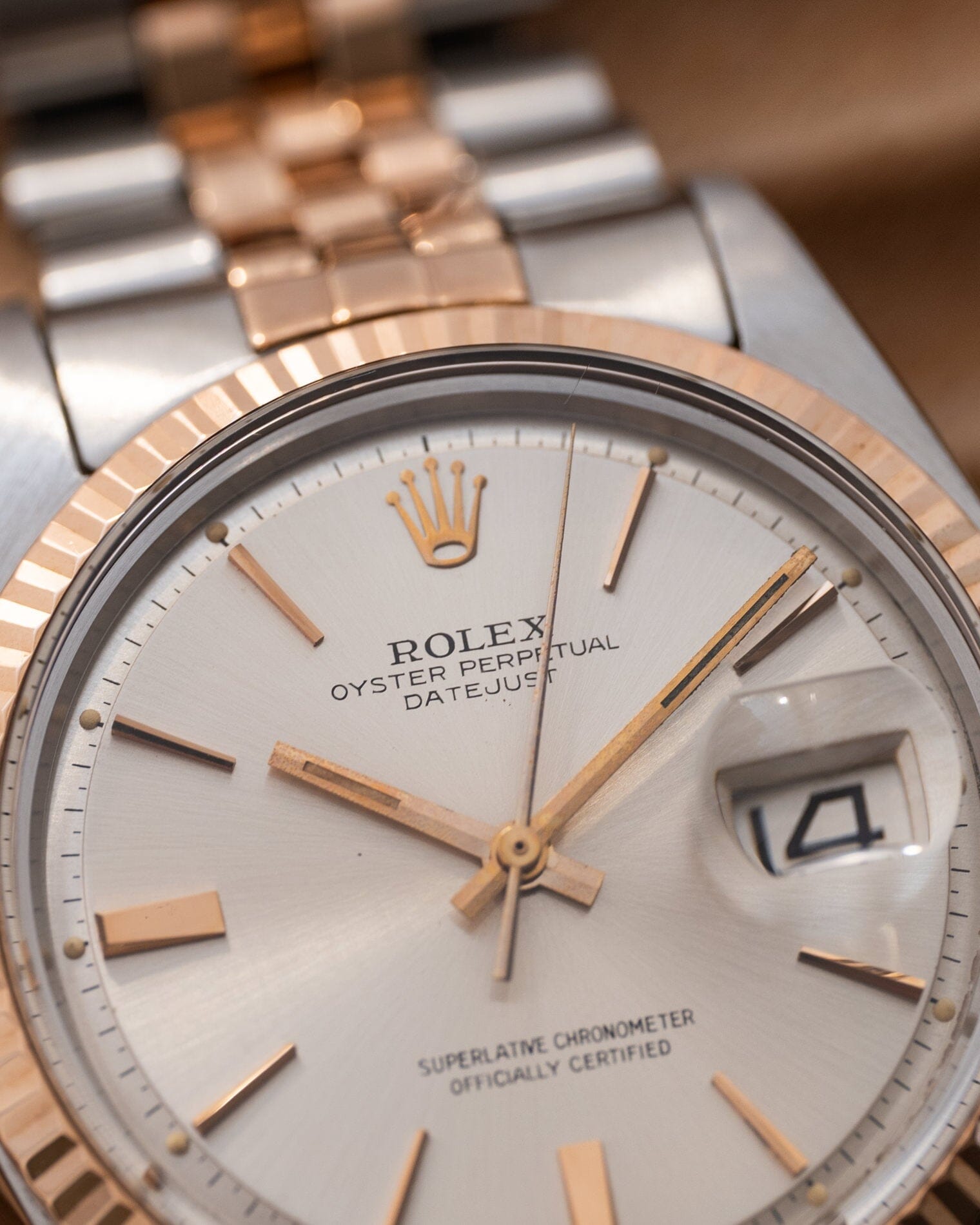 Rolex Datejust 1601 PG Silver Dial with Service Paper Watch ROLEX