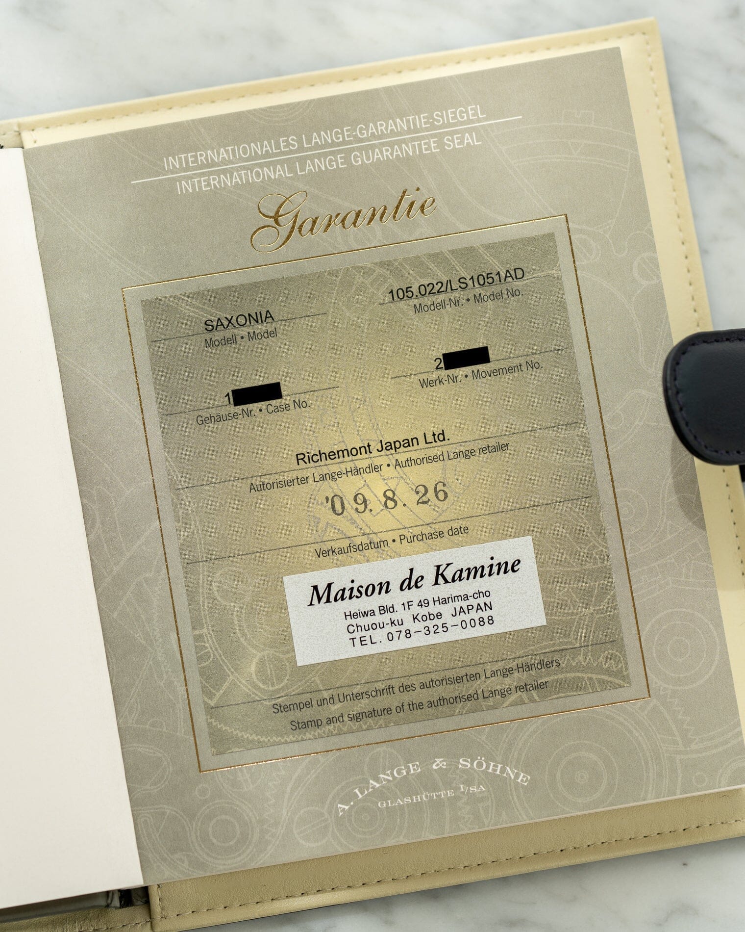 A. Lange & Söhne サクソニア 105.022 YG 箱保証書付き Watch A. LANGE & SOHNE