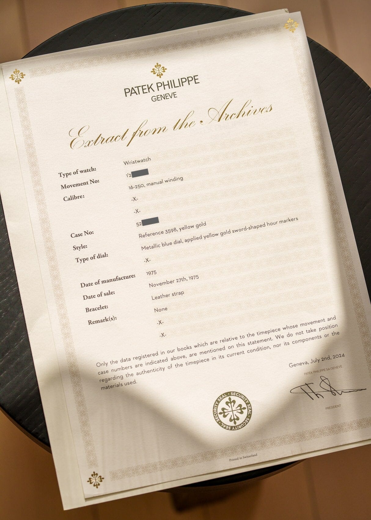 Patek Philippe ゴールデンエリプス 3598 YG ブルーシグマダイアル アーカイブ付き Watch PATEK PHILIPPE