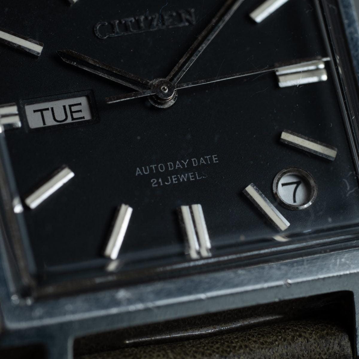 CITIZEN Auto Day Date Black Dial "MONACO" 1960s - Arbitro