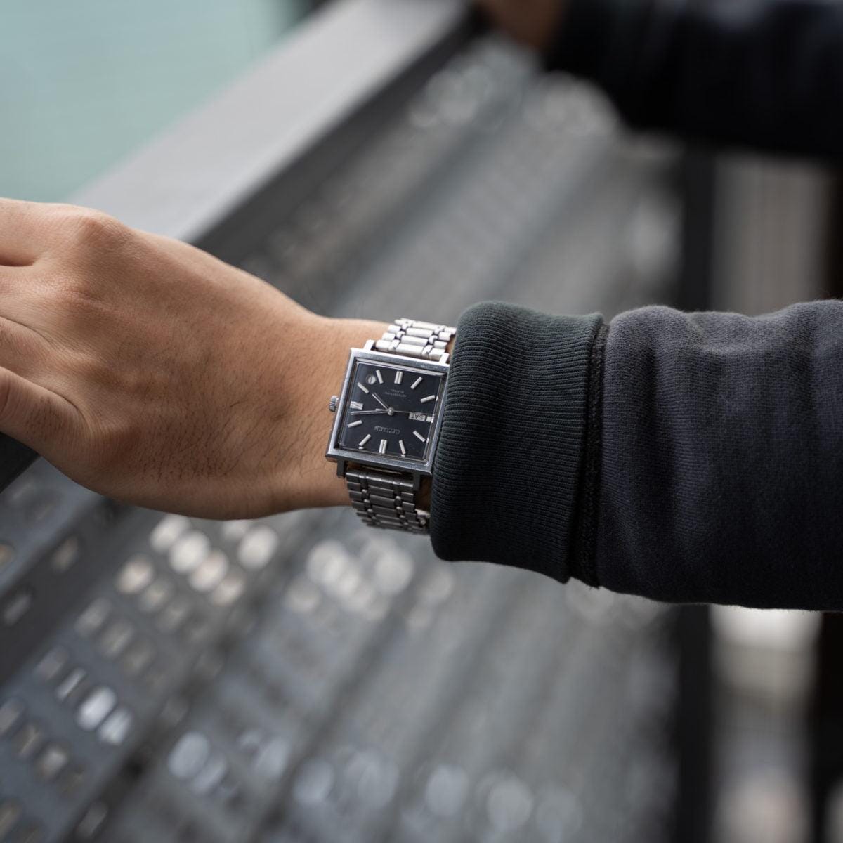 CITIZEN Auto Day Date Black Dial "MONACO" 1960s - Arbitro