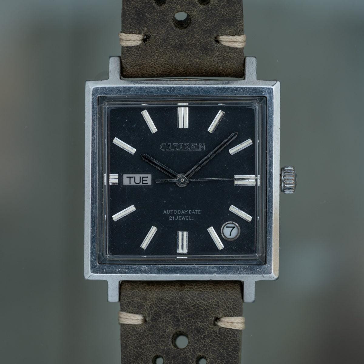 CITIZEN Auto Day Date Black Dial "MONACO" 1960s - Arbitro