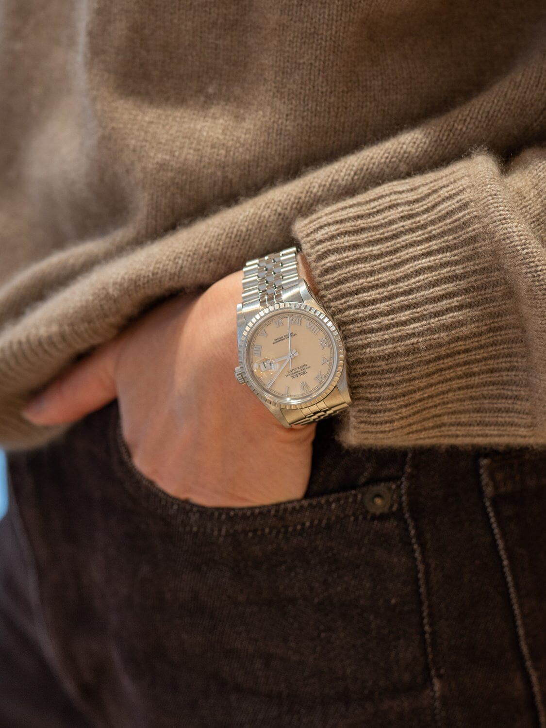 ロレックス デイトジャスト16220 アイボリーローマン Watch ROLEX