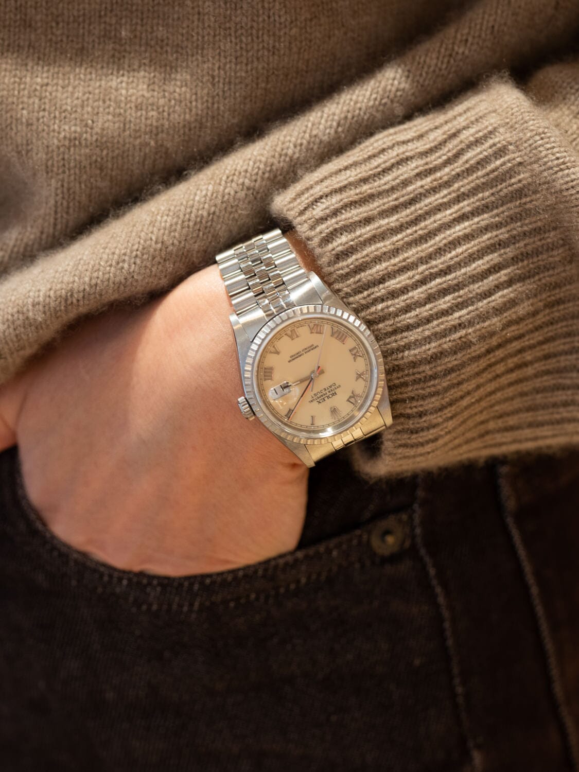 ロレックス デイトジャスト16220 アイボリーローマン Watch ROLEX