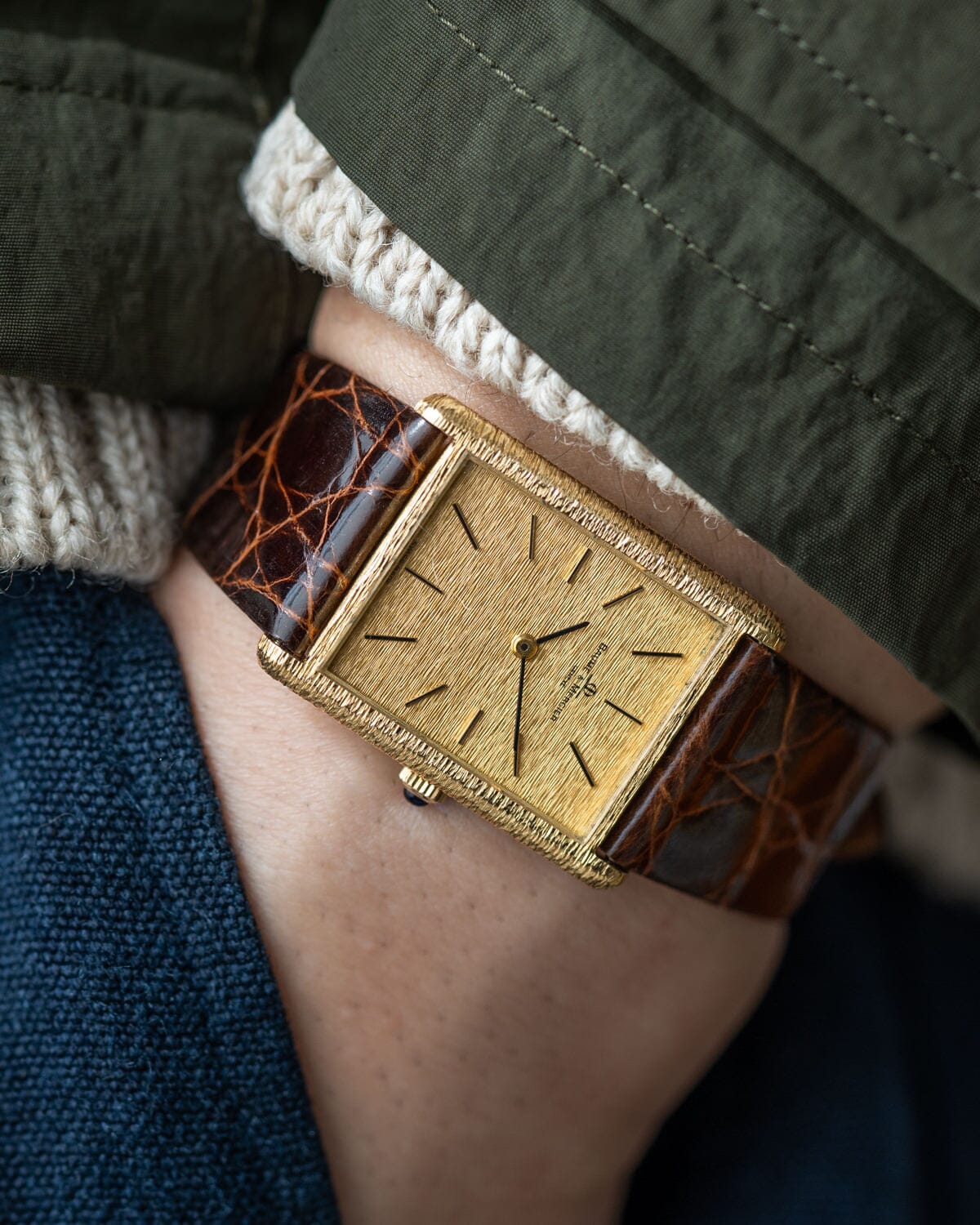 ボーム&メルシエ 37059 レクタングル YG バーク仕上げ Watch BAUME&MERCIER