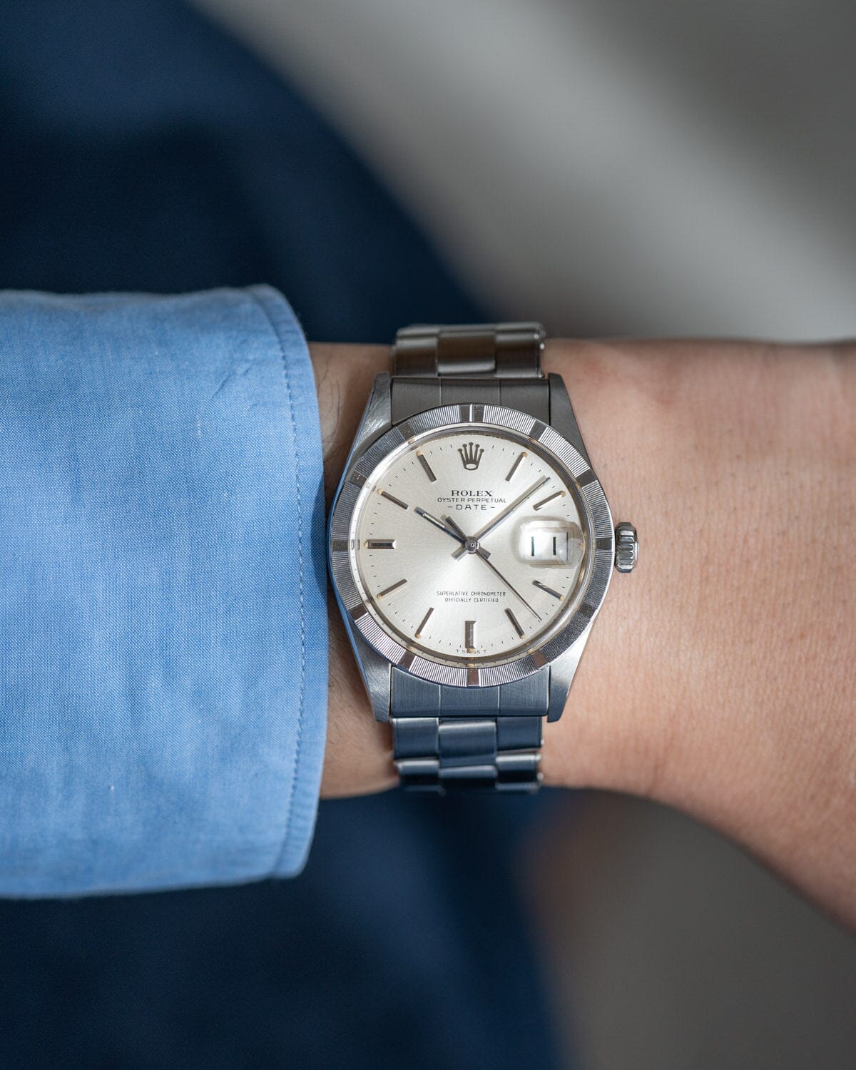 Rolex Oyster Perpetual Date 1501 Silver Dial with Riveted Bracelet Watch ROLEX