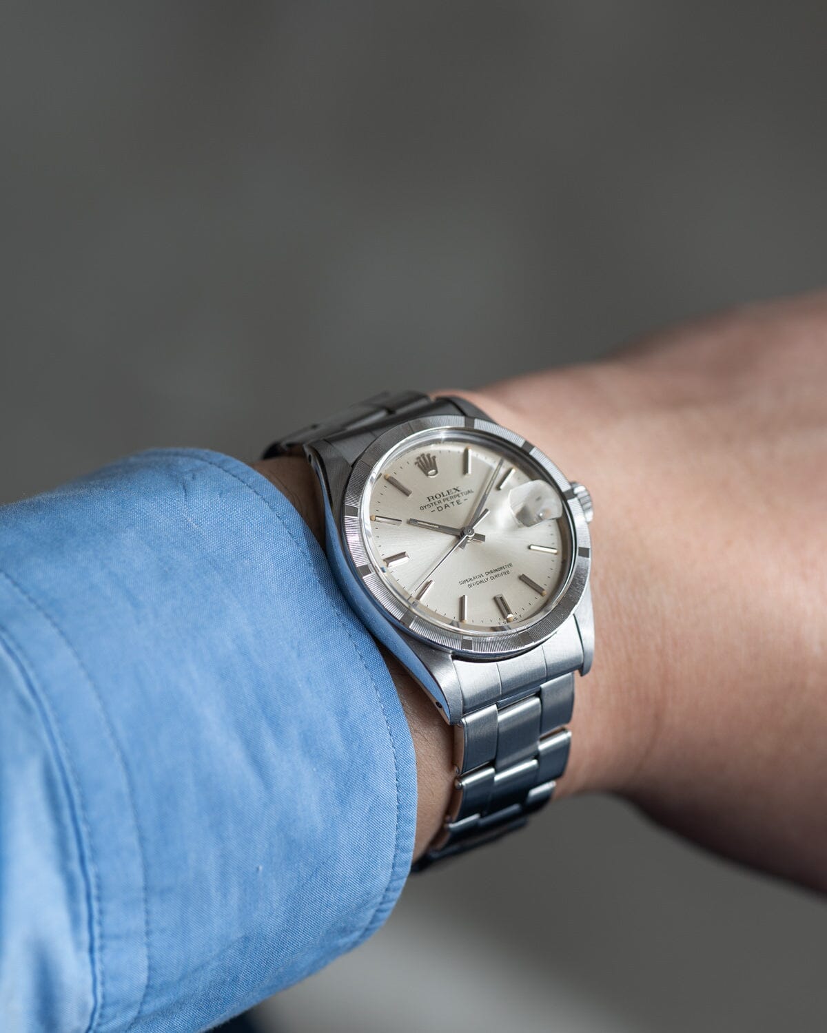 Rolex Oyster Perpetual Date 1501 Silver Dial with Riveted Bracelet Watch ROLEX