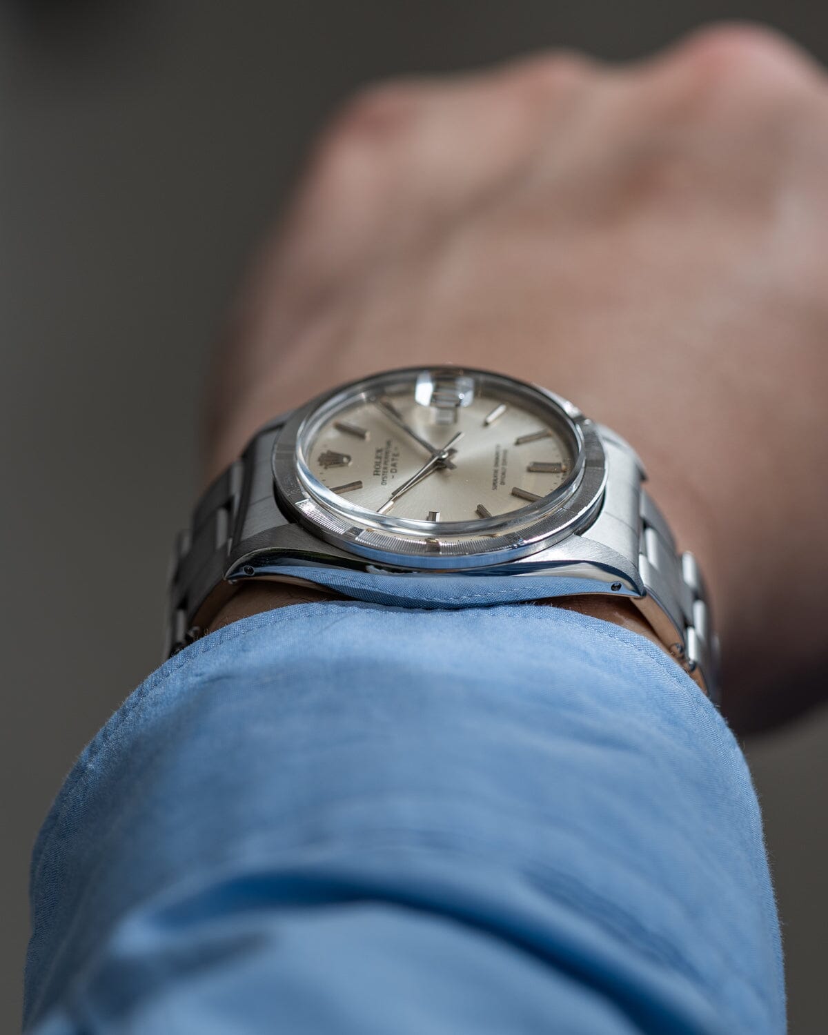 Rolex Oyster Perpetual Date 1501 Silver Dial with Riveted Bracelet Watch ROLEX