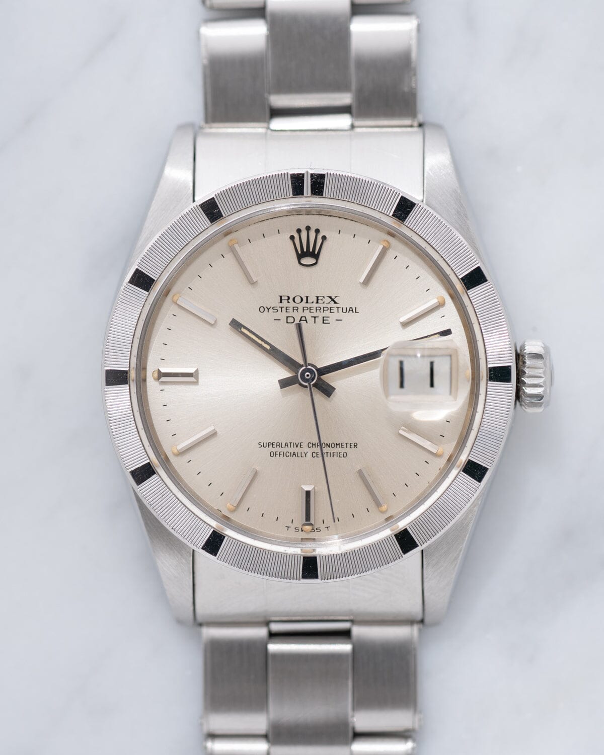 Rolex Oyster Perpetual Date 1501 Silver Dial with Riveted Bracelet Watch ROLEX