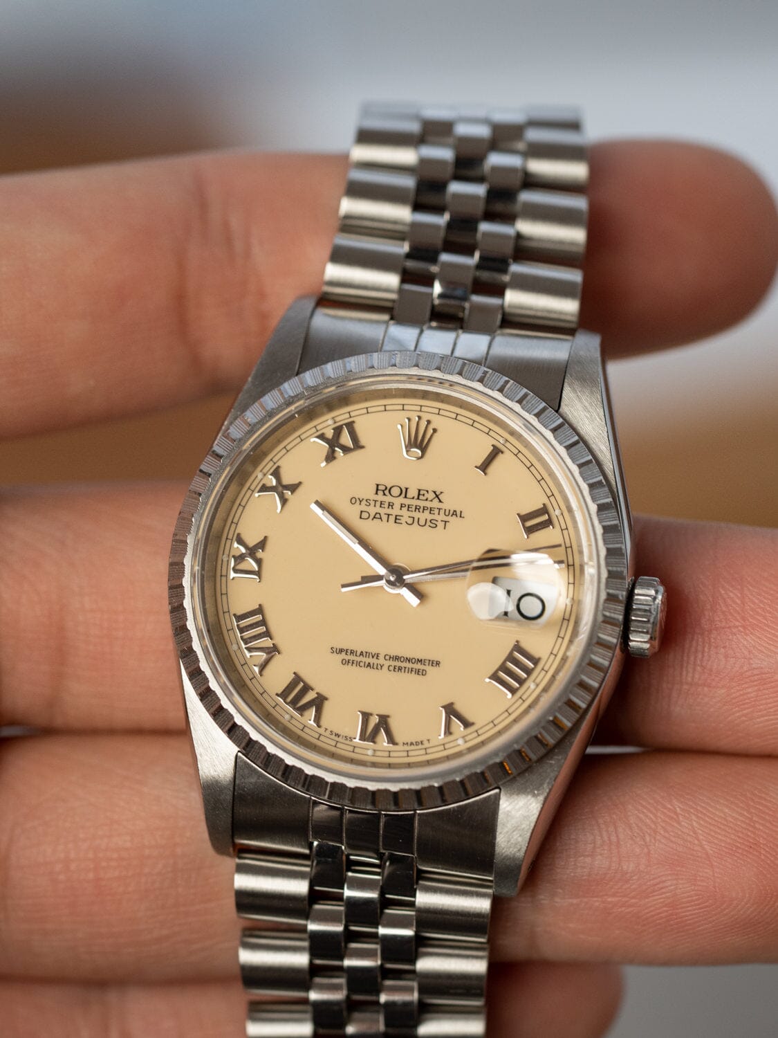 ロレックス デイトジャスト16220 アイボリーローマン Watch ROLEX