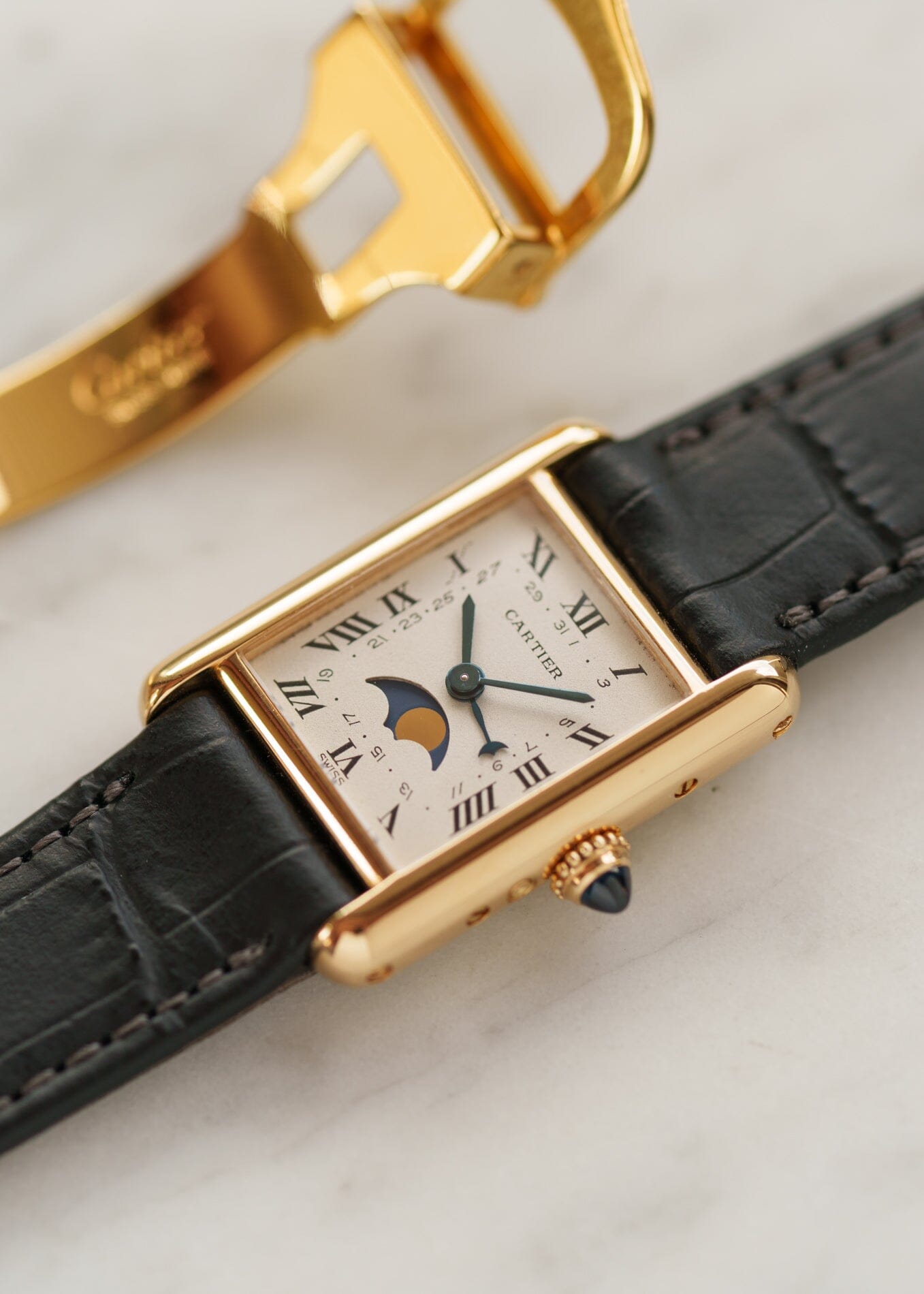 Cartier タンク ルイ カルティエ SM 819003 YG ムーンフェイズ Watch CARTIER 